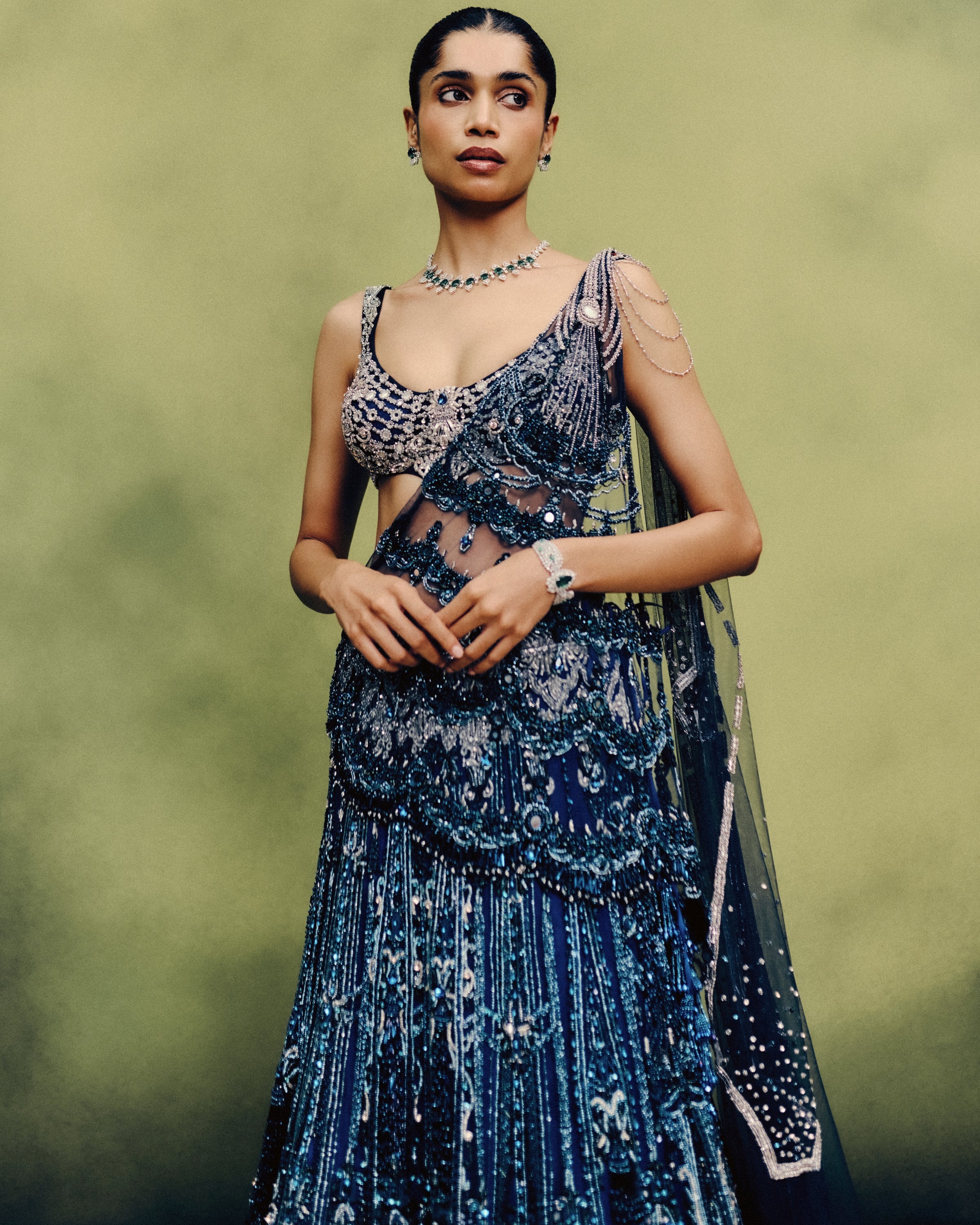 Oceanfire Cocktail Lehenga