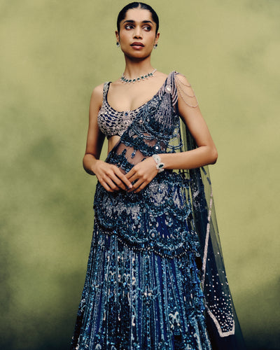 Oceanfire Cocktail Lehenga