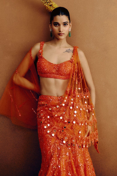 Molten Sunset Drape Sari