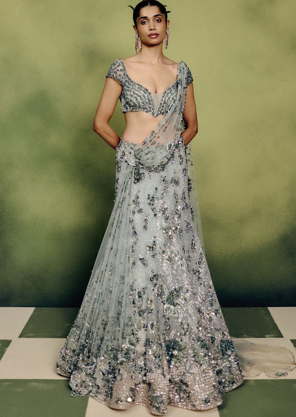 Elysian Mint Cocktail Lehenga