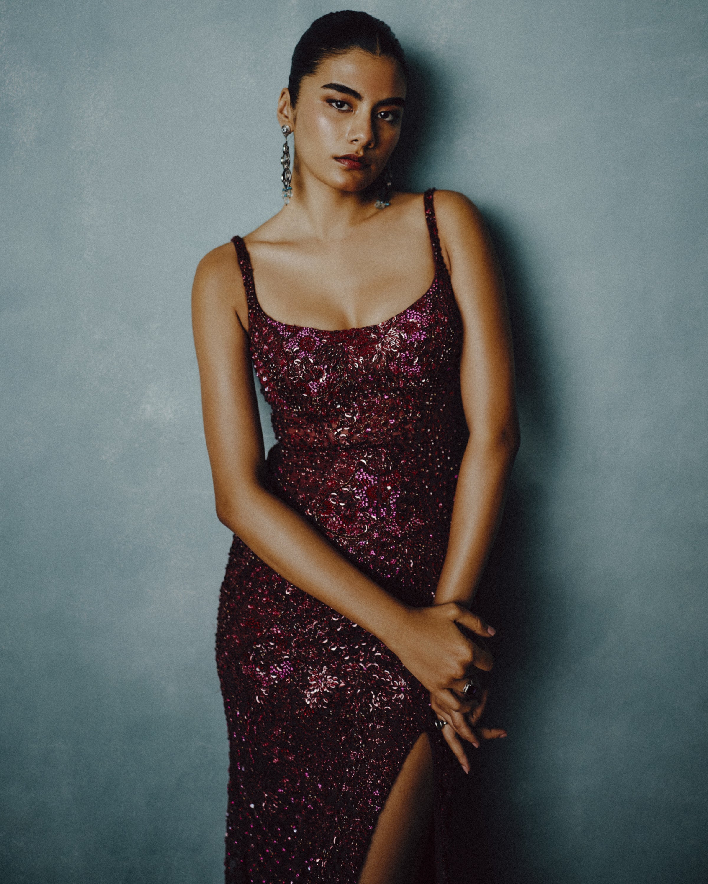 Wine Celestia Sequin Gown