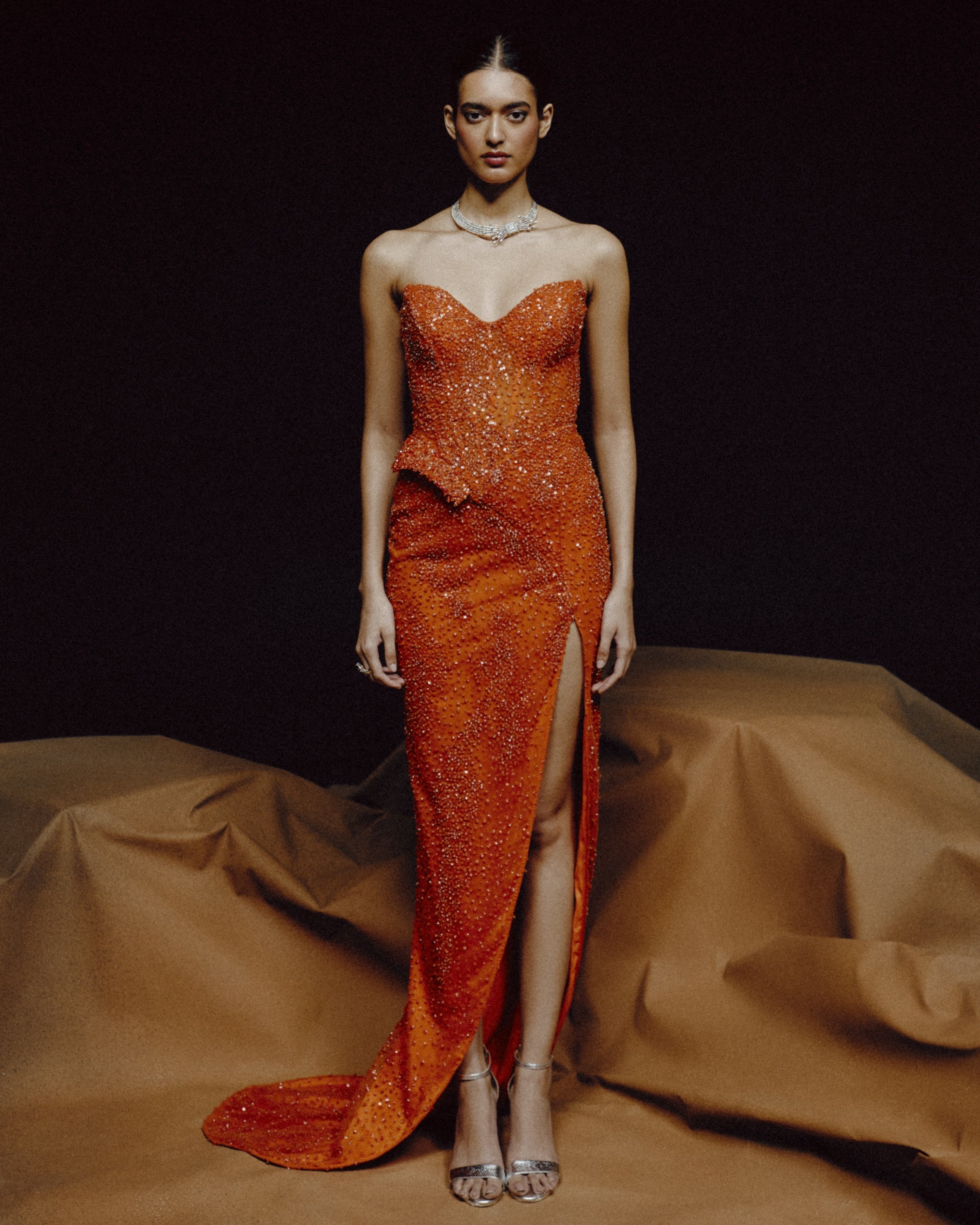 Molten Radiance Slit Gown