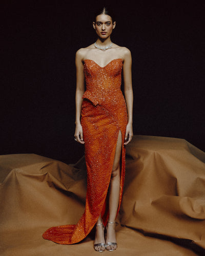 Molten Radiance Slit Gown