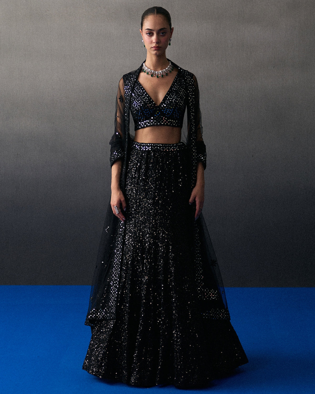 Black Festive Skirt Set