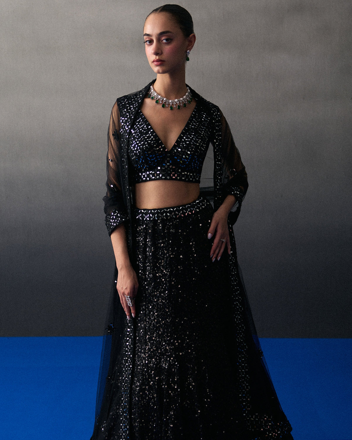 Black Festive Skirt Set