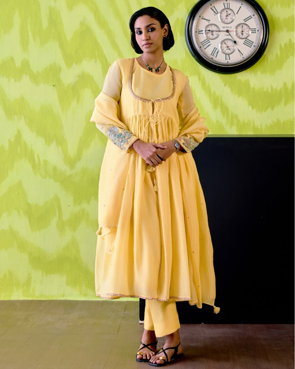 Buttercup Yellow Gather Anarkali Set