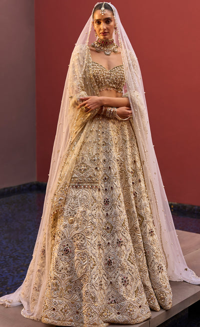 Ivory Regal Jeweled Lehenga Set