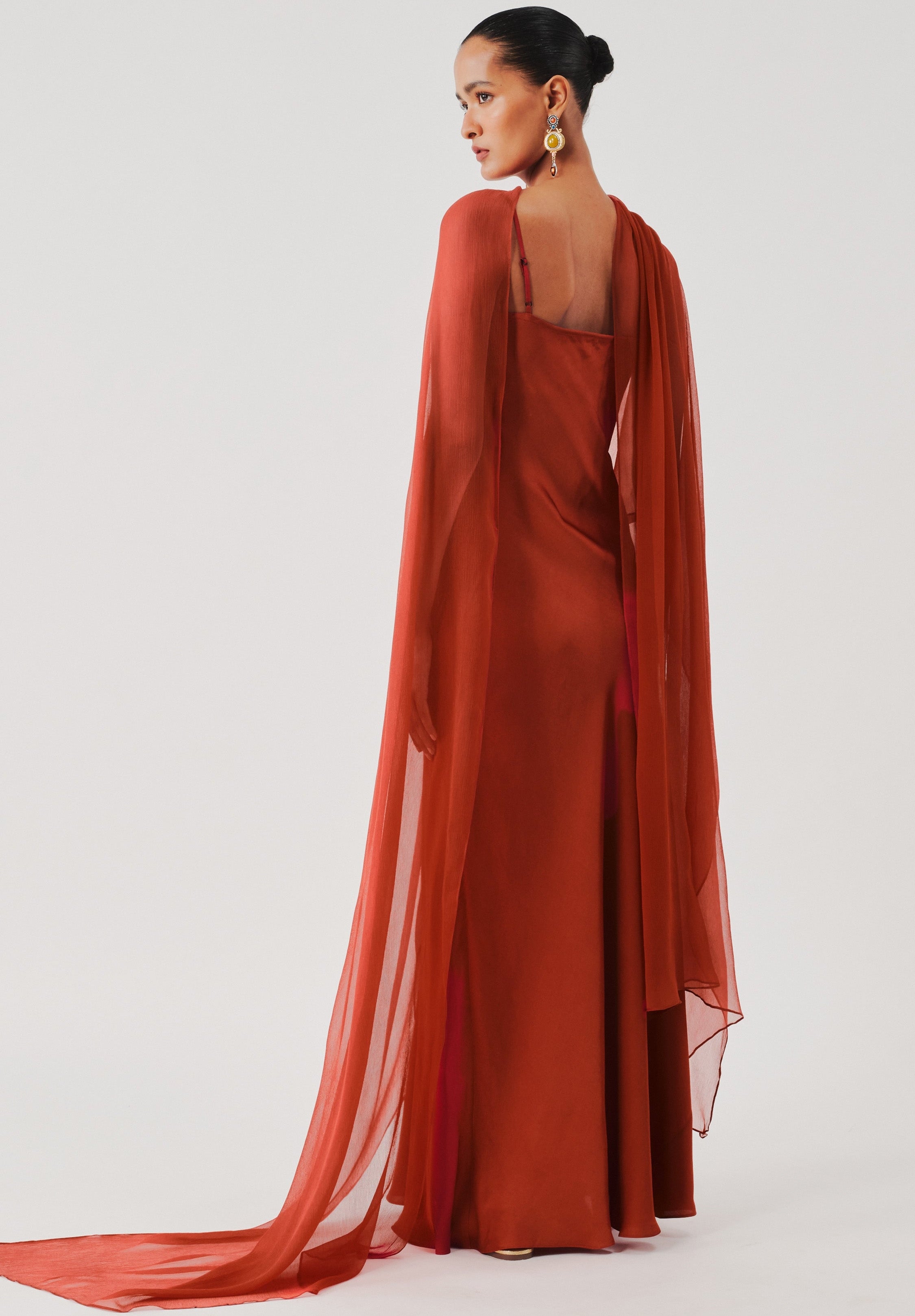 Tyra Slip Dress In Rust