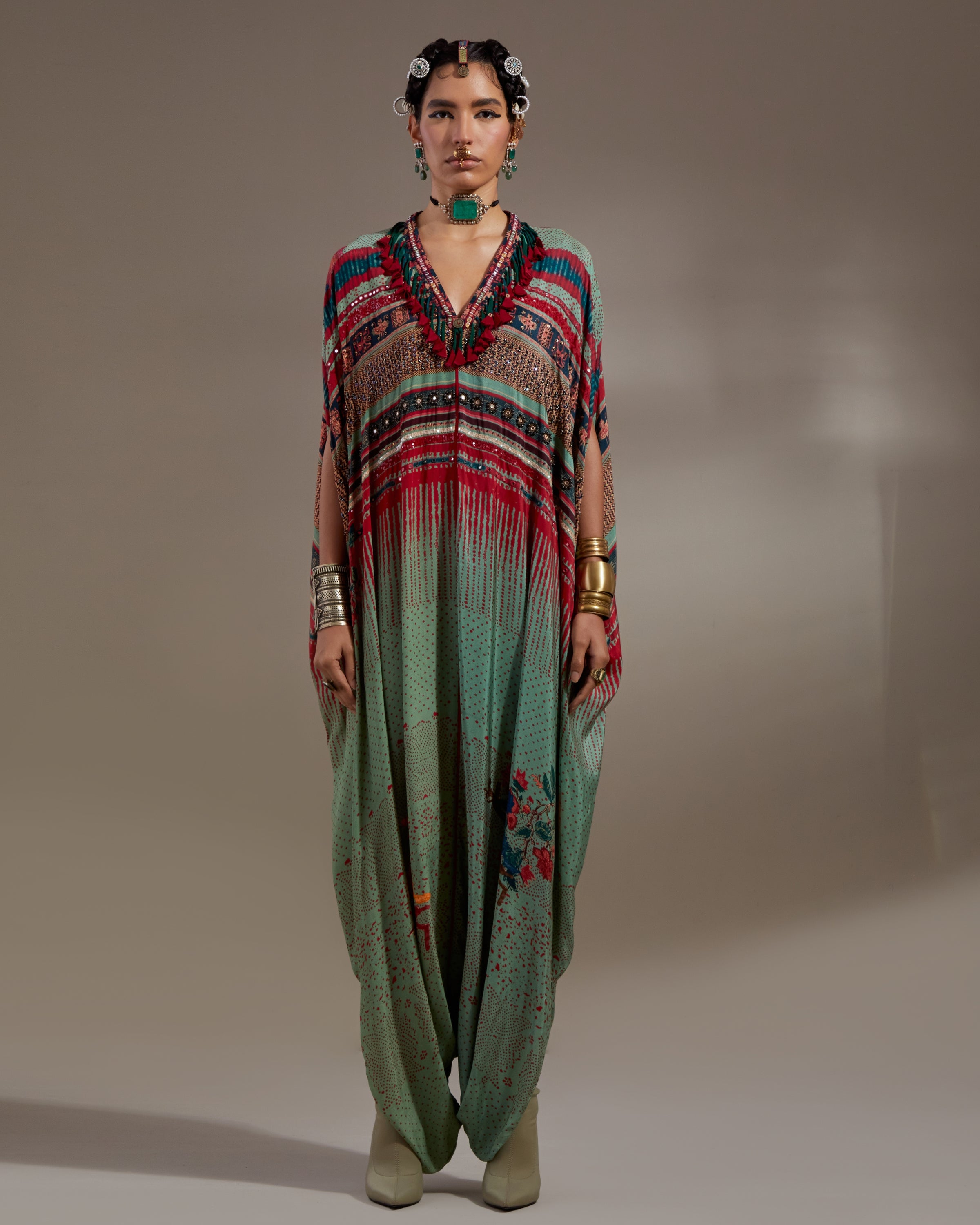 Ash Green Vayu Kaftaan Jumpsuit