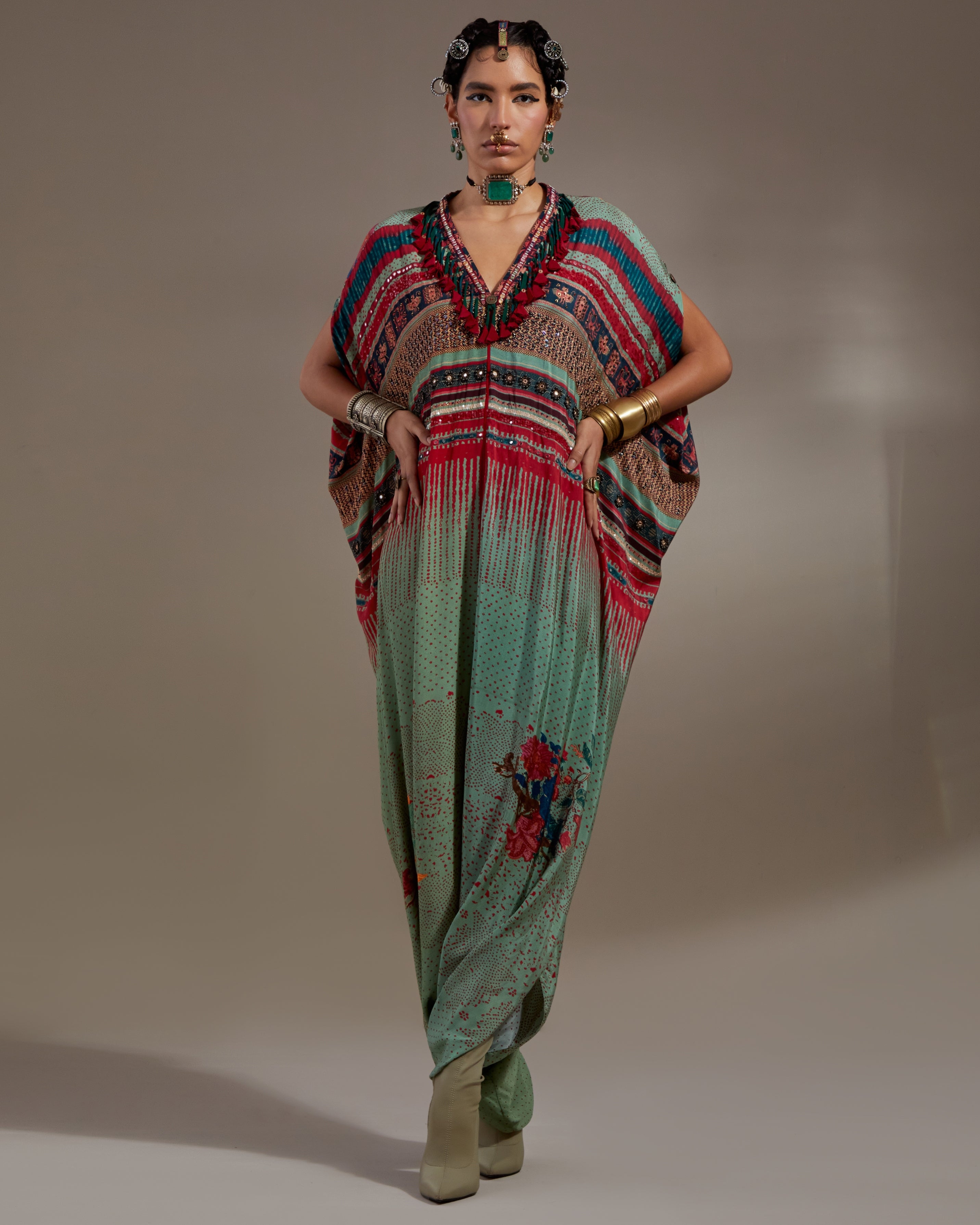 Ash Green Vayu Kaftaan Jumpsuit