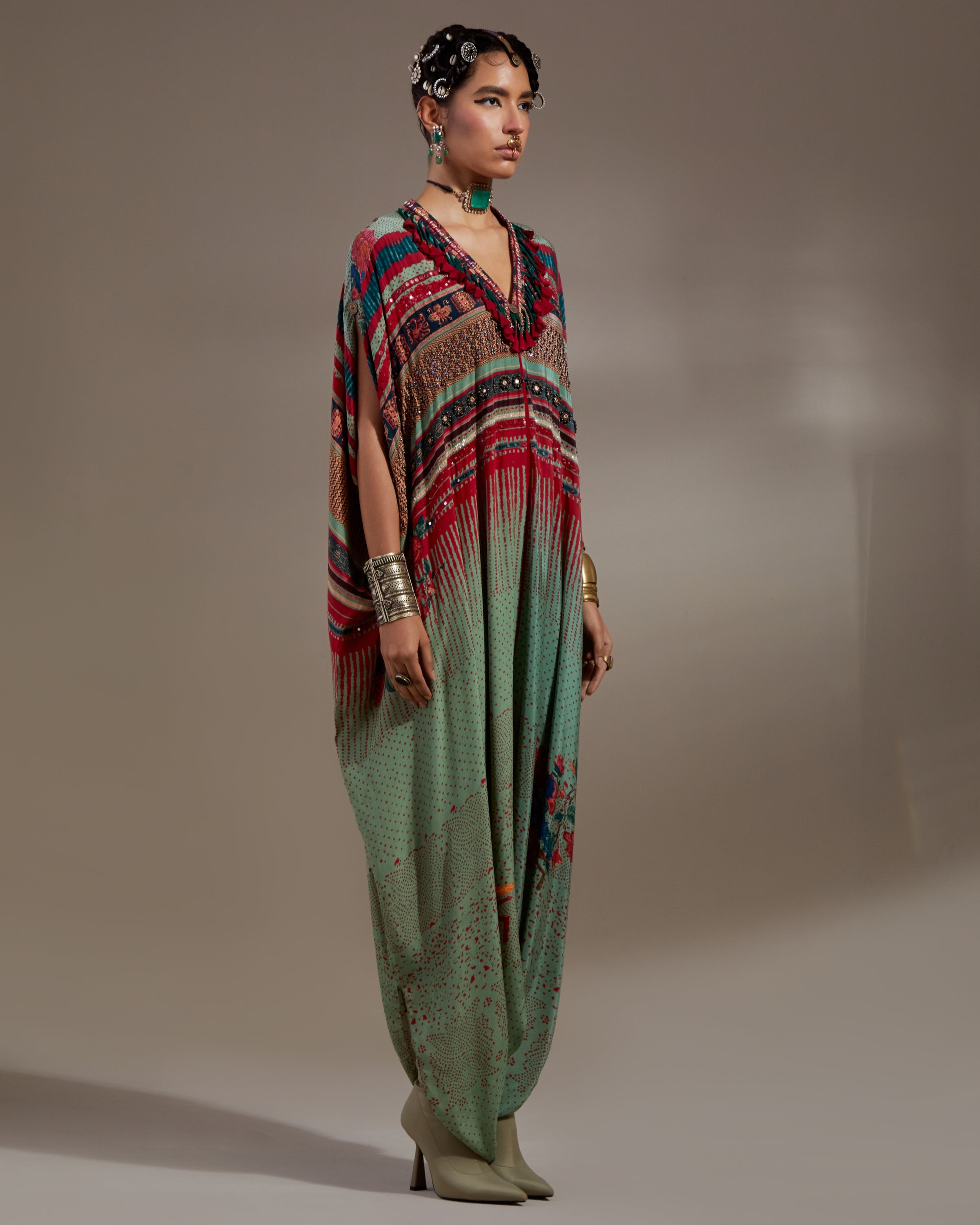 Ash Green Vayu Kaftaan Jumpsuit