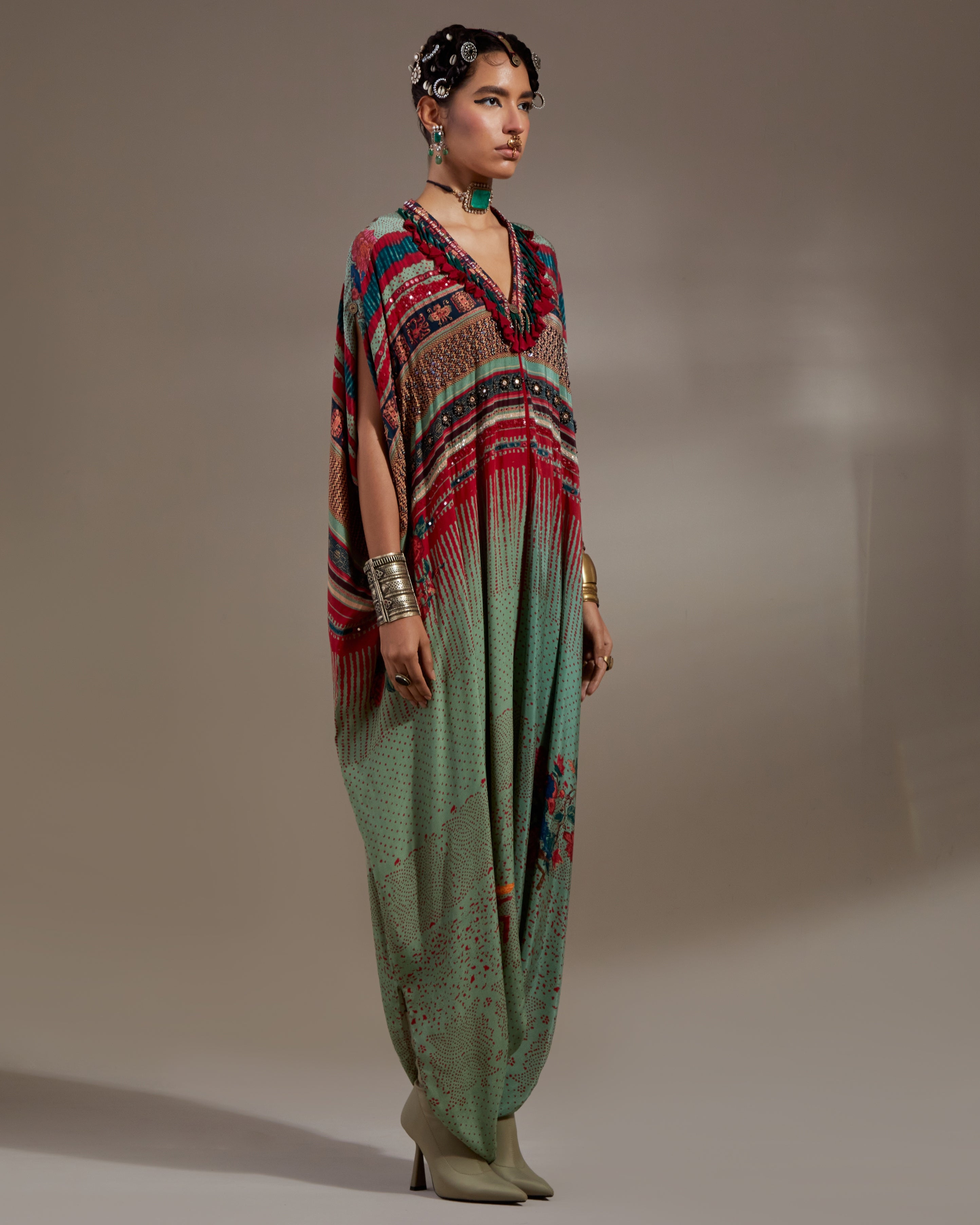 Ash Green Vayu Kaftaan Jumpsuit