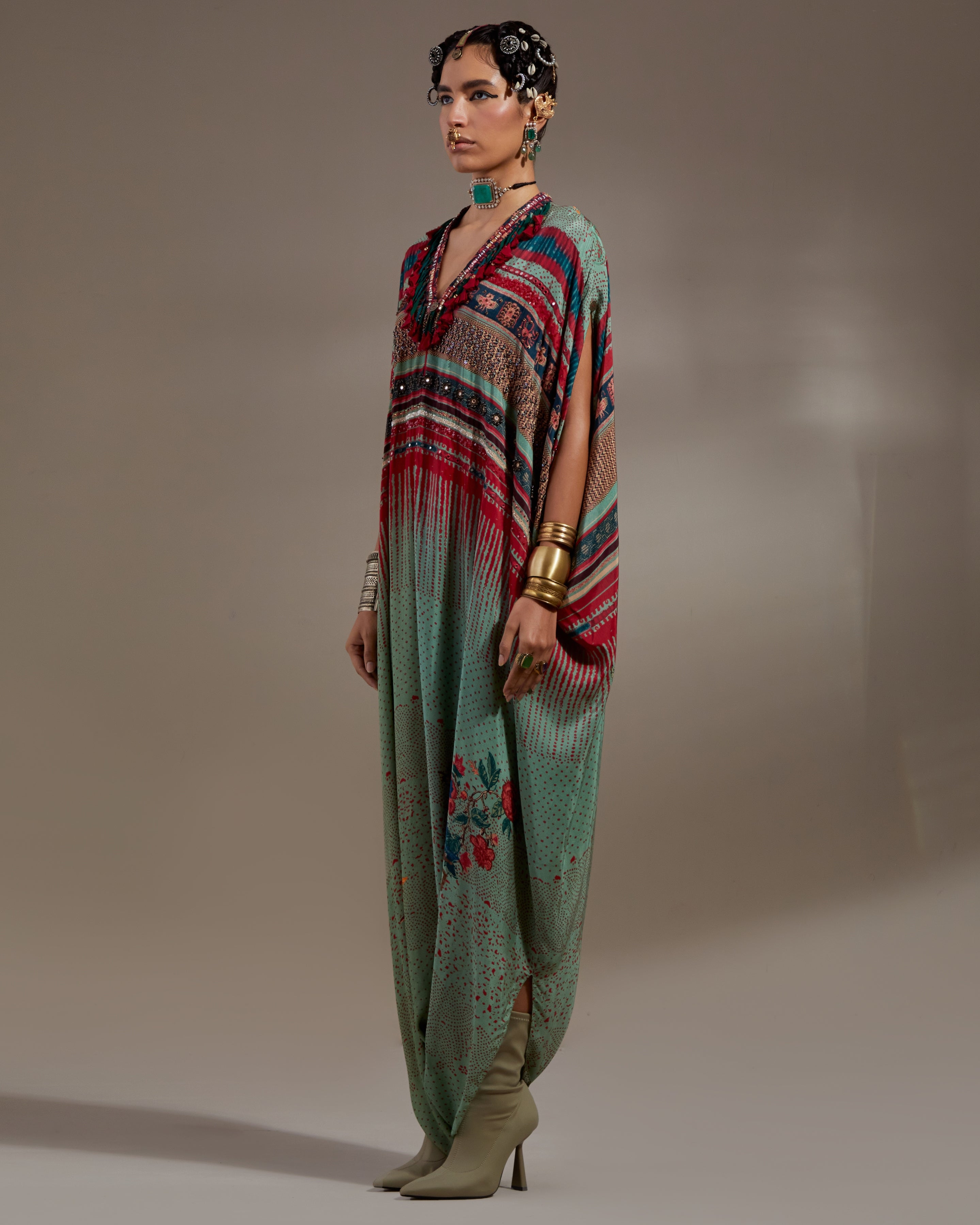 Ash Green Vayu Kaftaan Jumpsuit