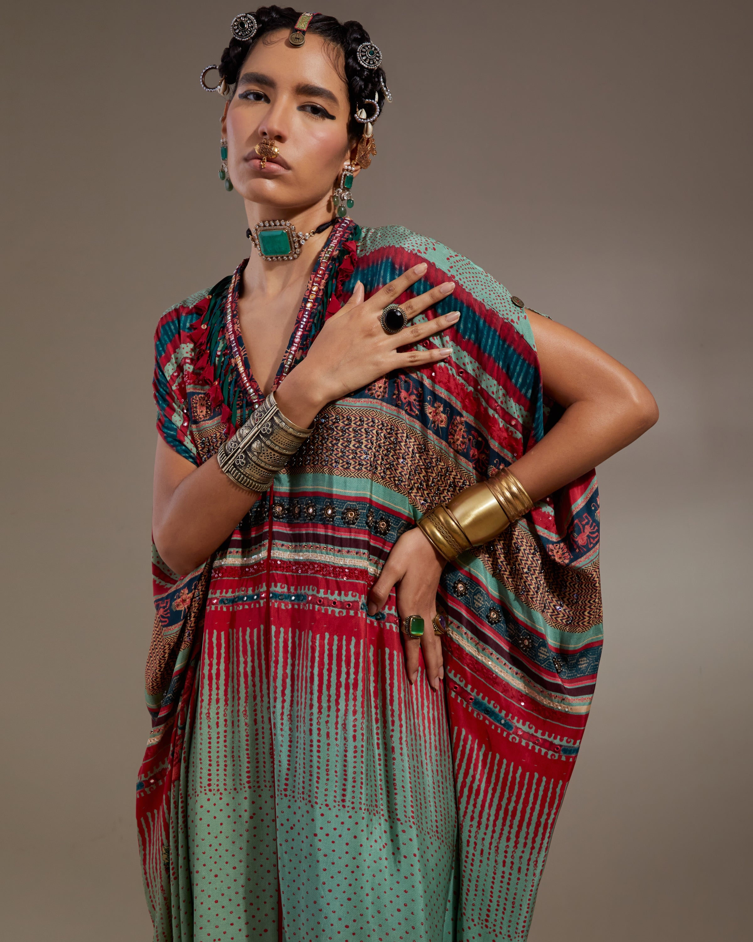 Ash Green Vayu Kaftaan Jumpsuit