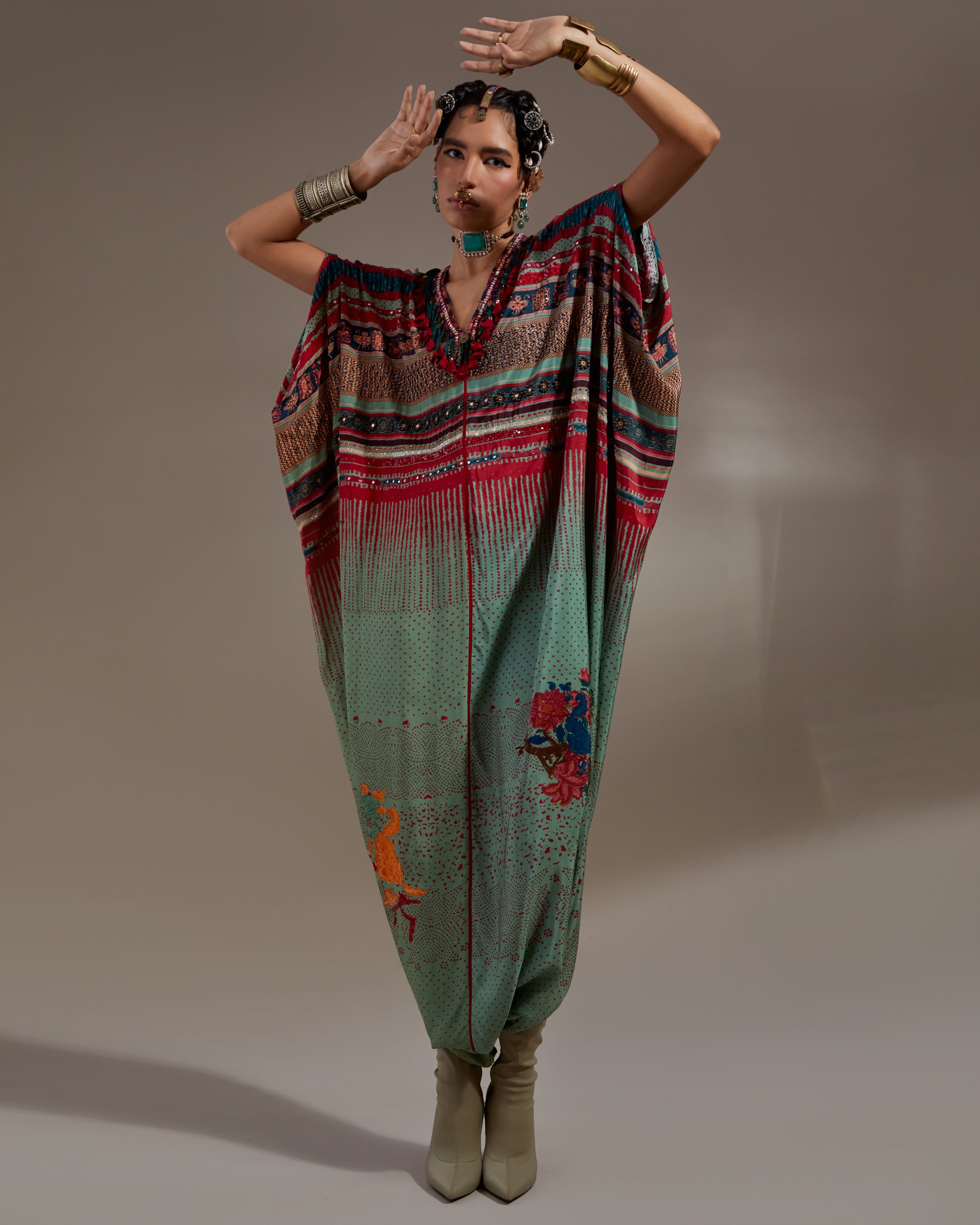 Ash Green Vayu Kaftaan Jumpsuit