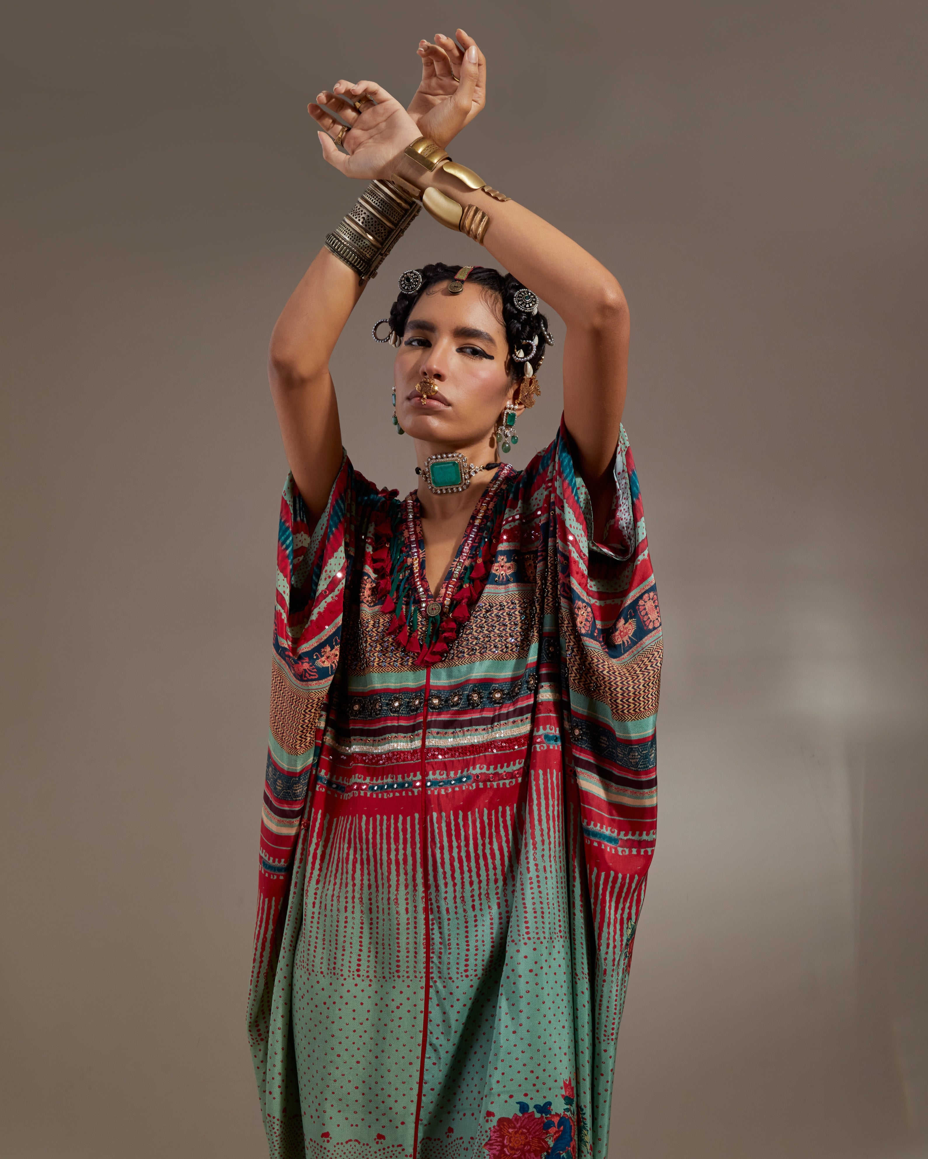 Ash Green Vayu Kaftaan Jumpsuit