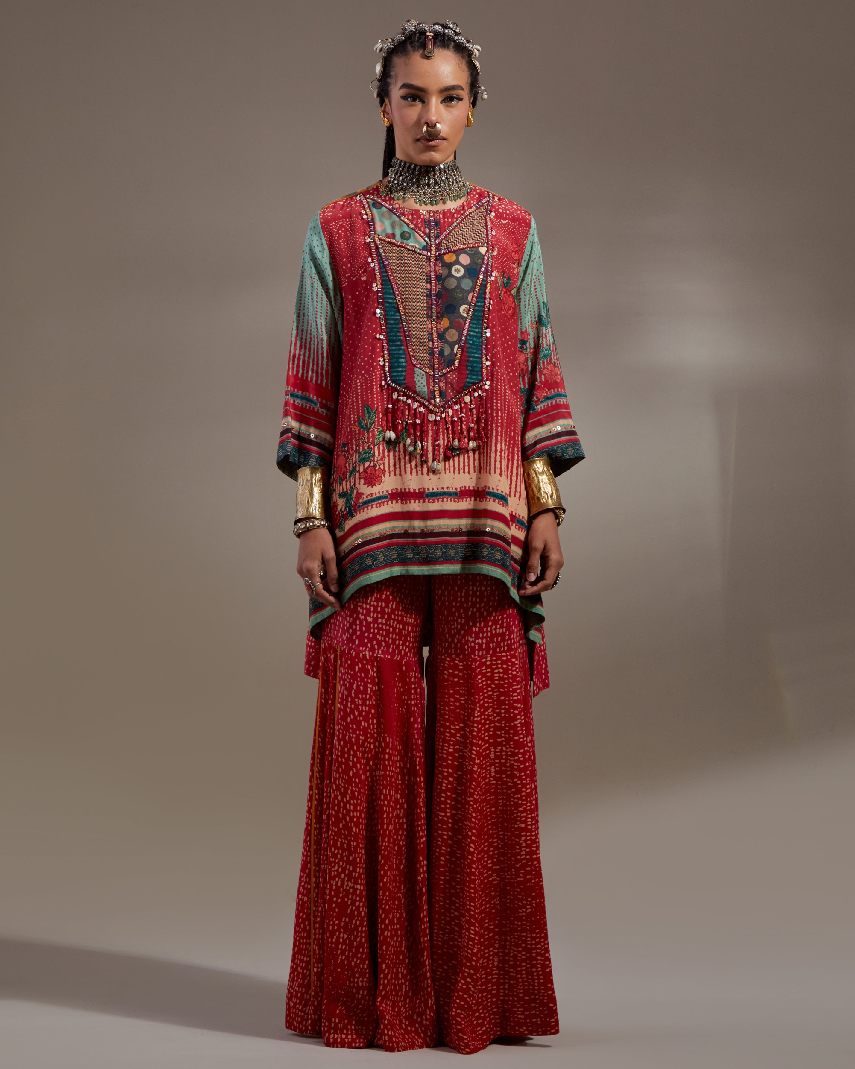 Sindoor Mitra Short Kurta & Gharara Set