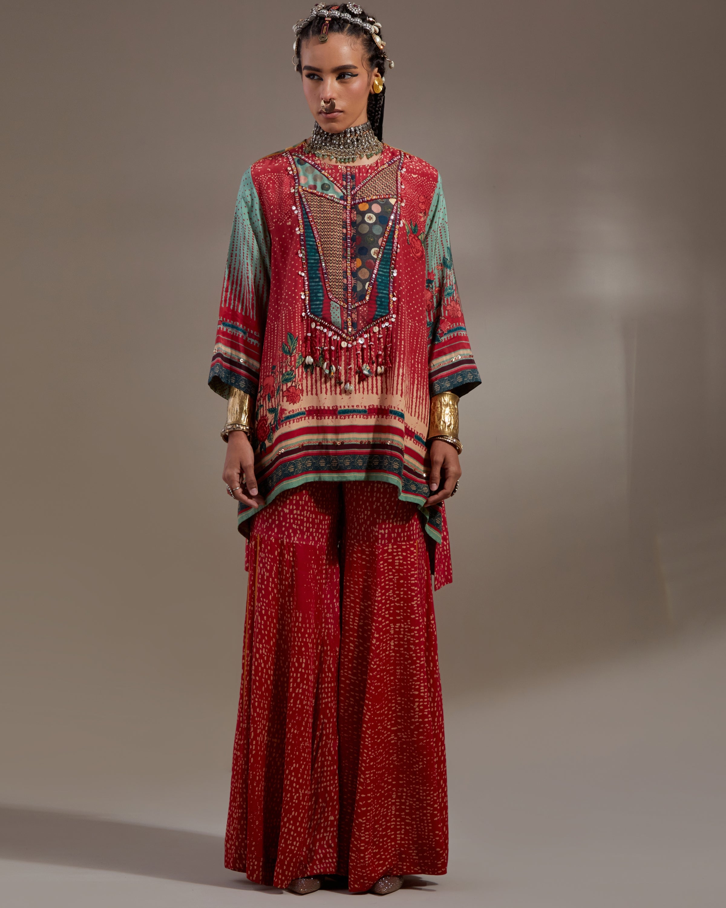 Sindoor Mitra Short Kurta & Gharara Set