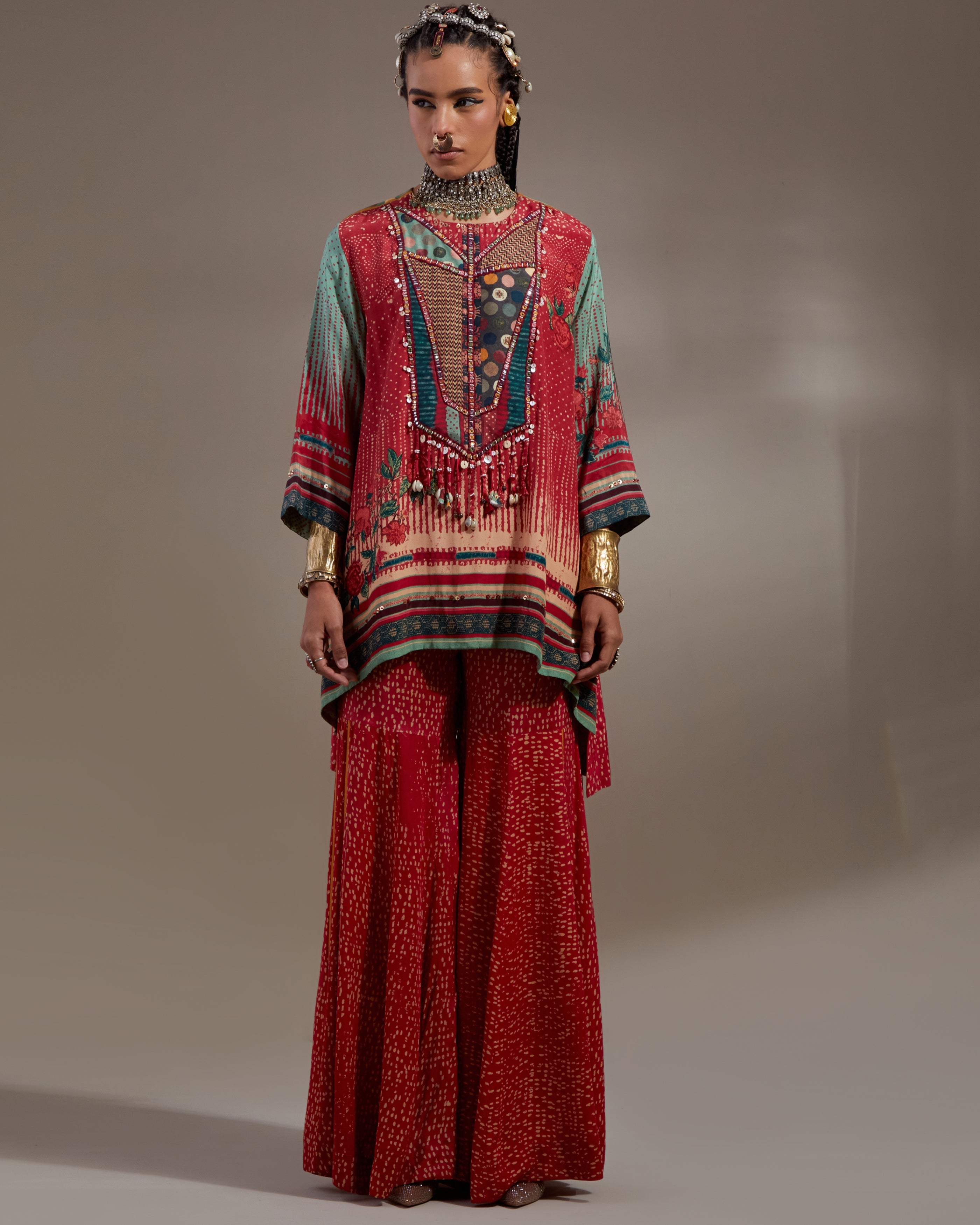 Sindoor Mitra Short Kurta & Gharara Set