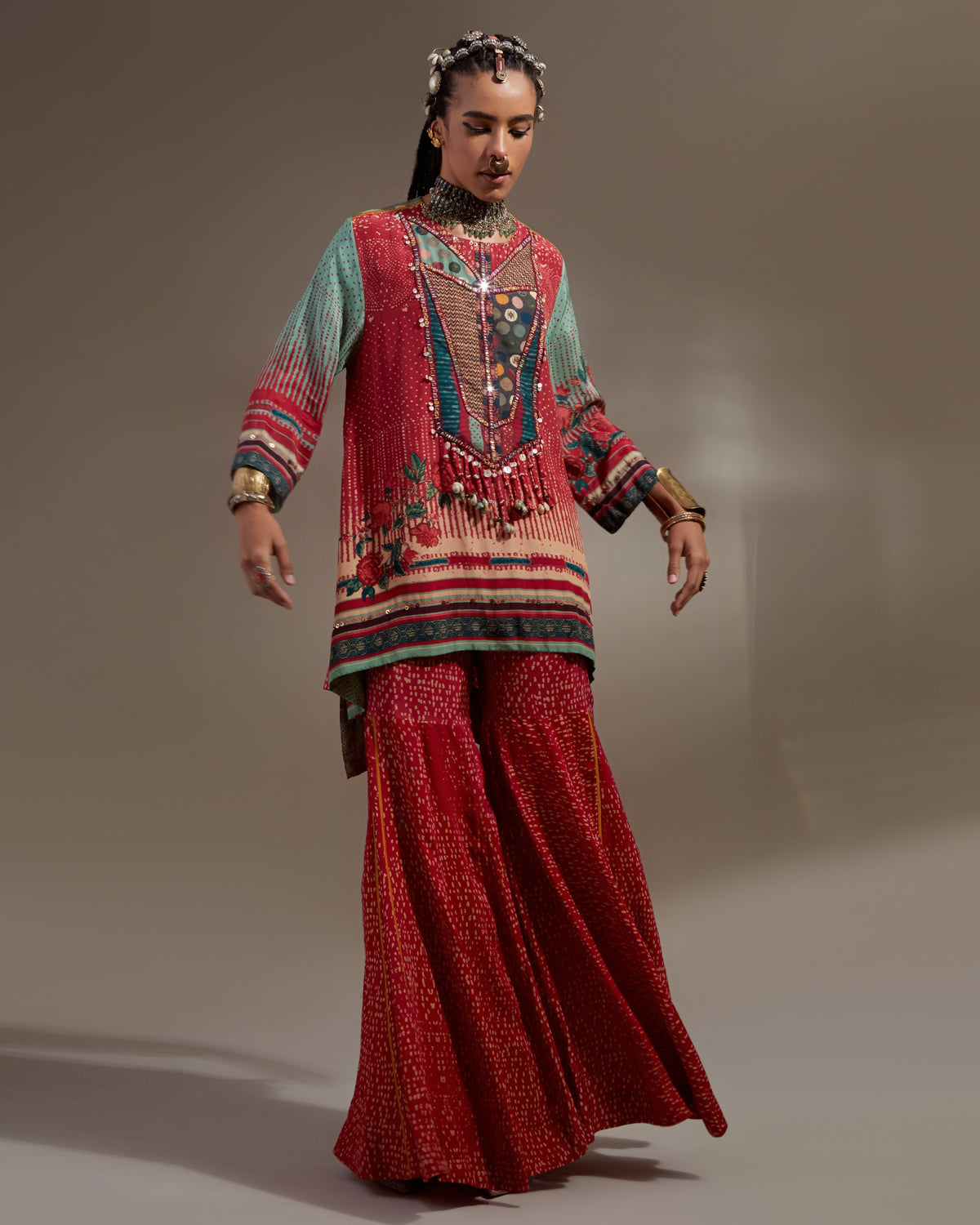 Sindoor Mitra Short Kurta & Gharara Set