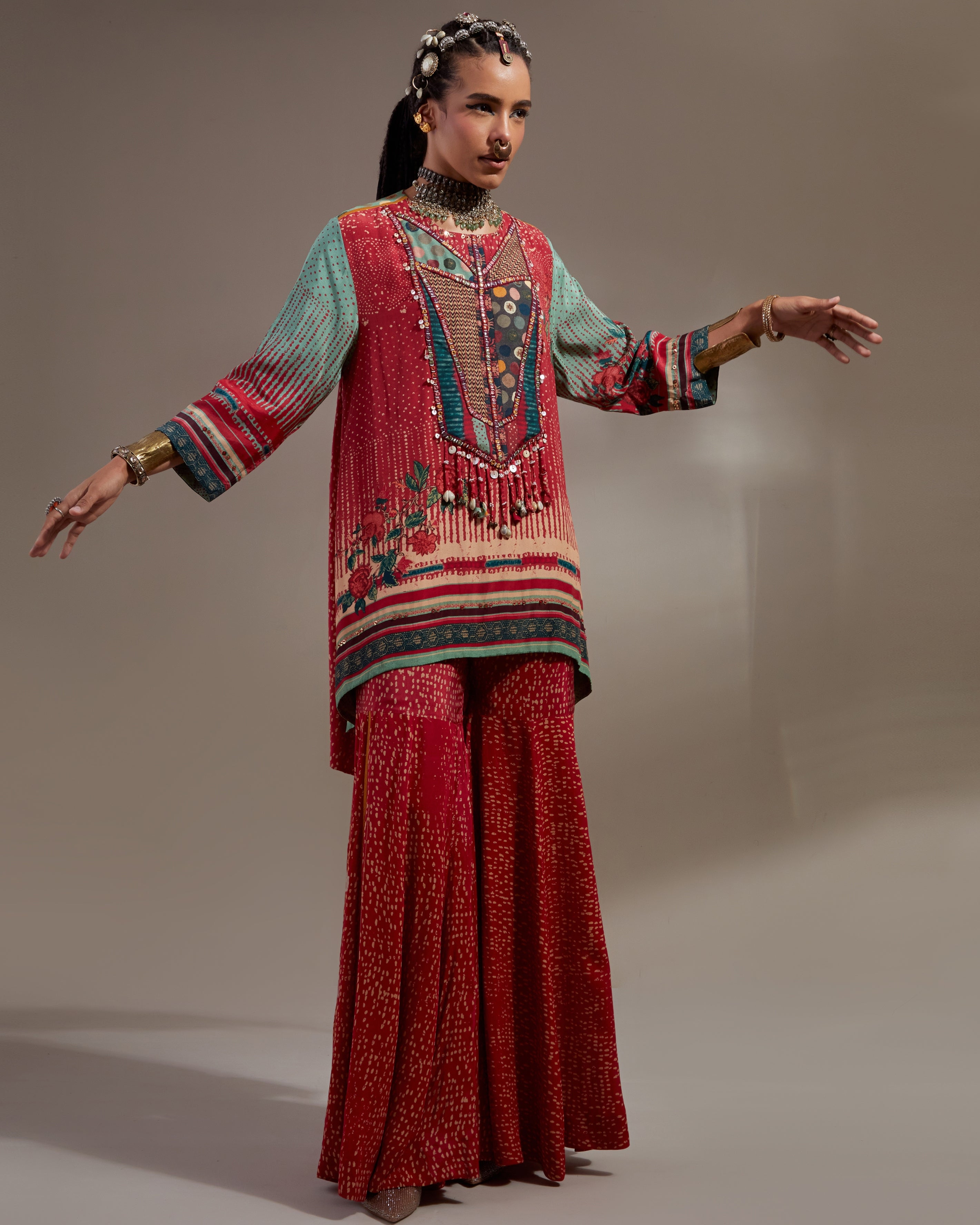 Sindoor Mitra Short Kurta & Gharara Set