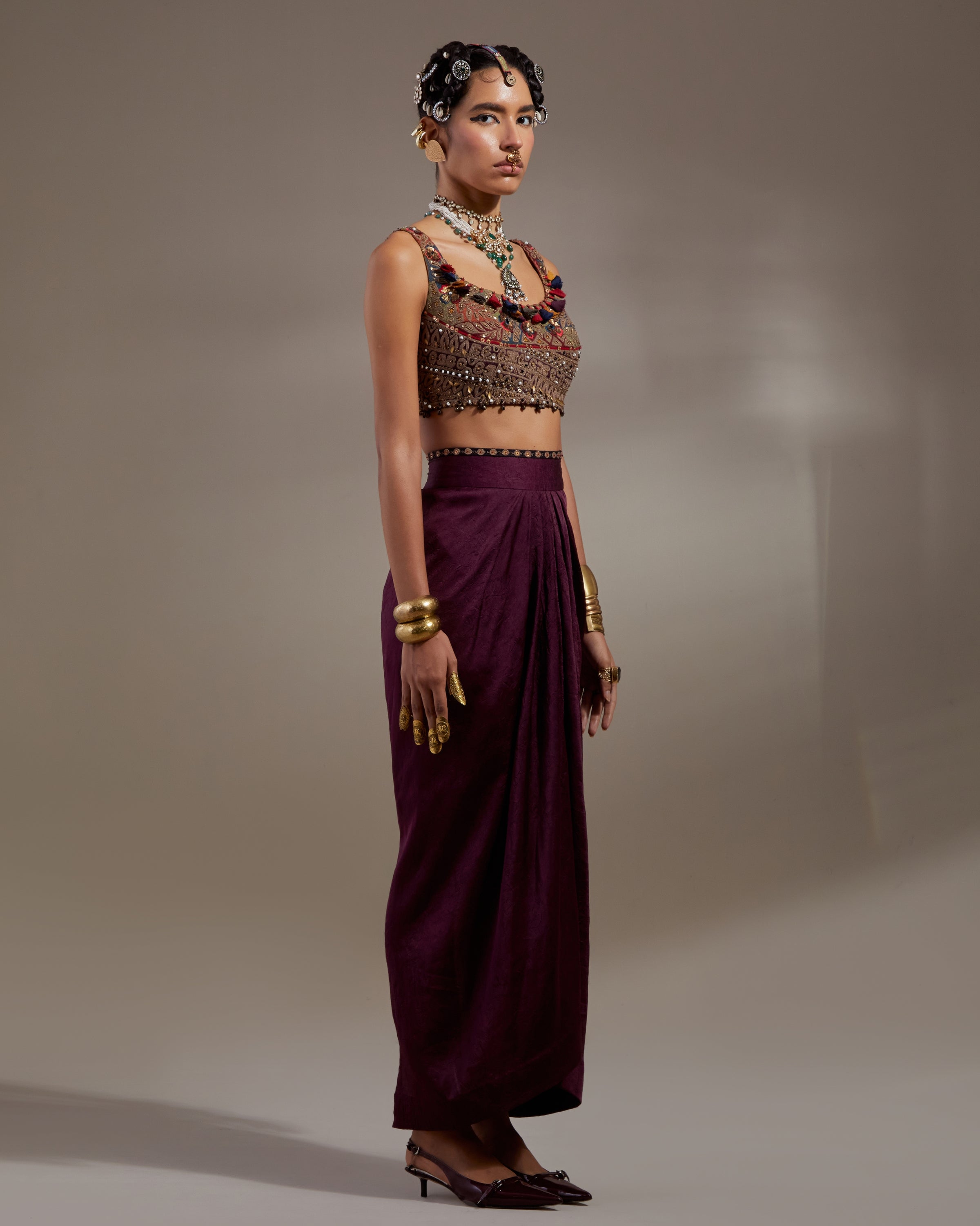 Jamuni Veni Dupatta Jacket & Skirt Set