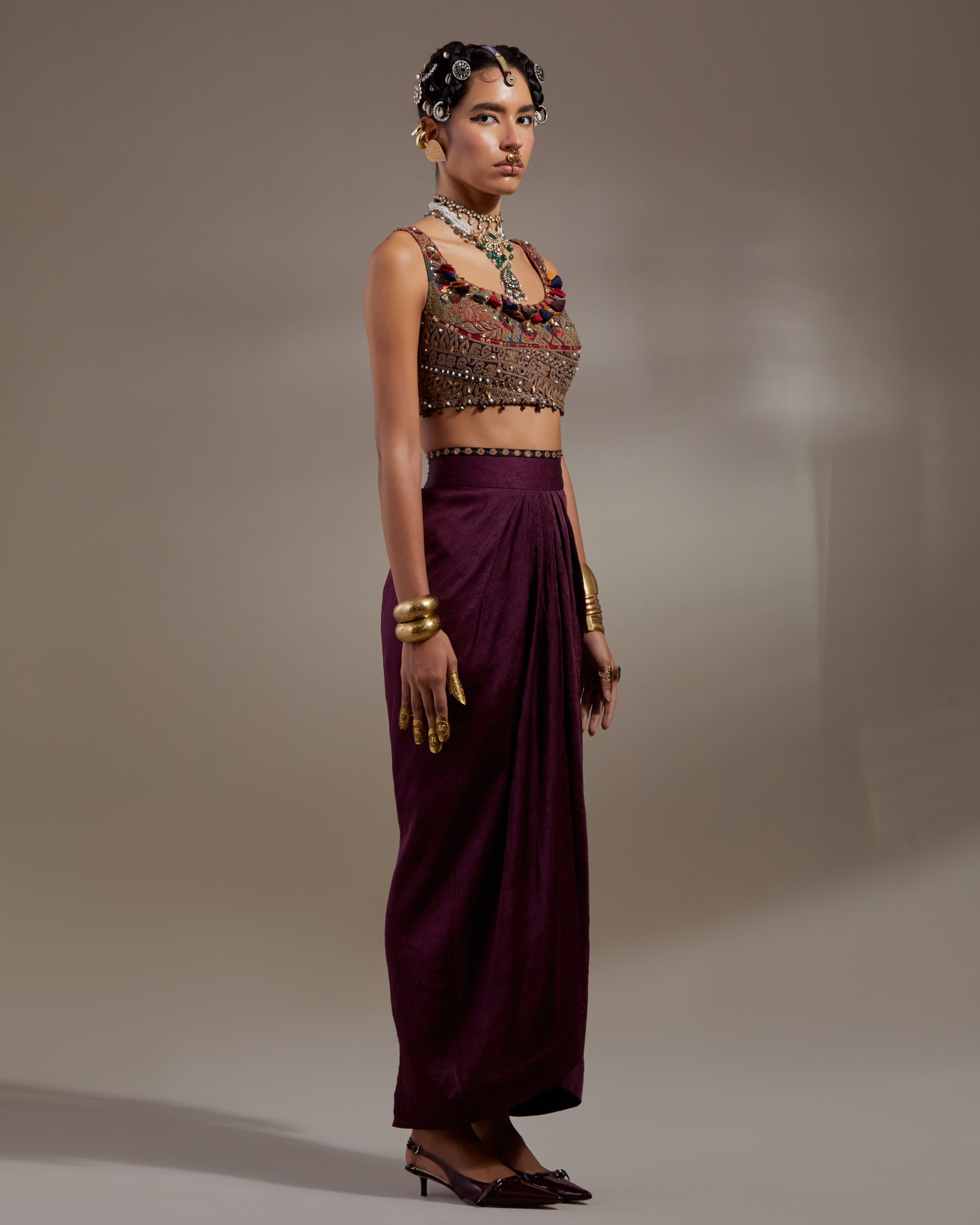 Jamuni Veni Dupatta Jacket & Skirt Set