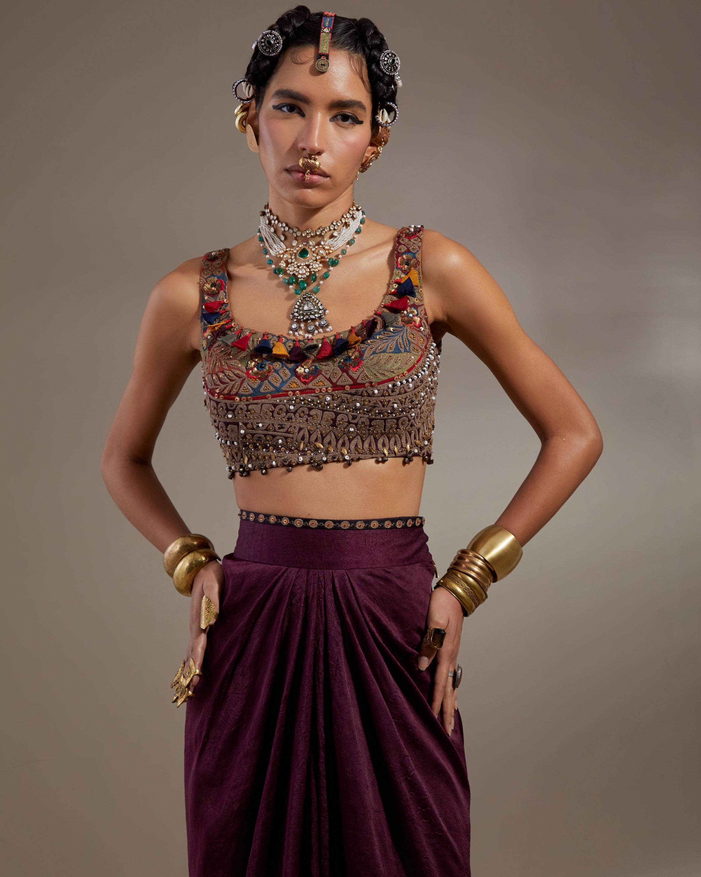 Jamuni Veni Dupatta Jacket & Skirt Set