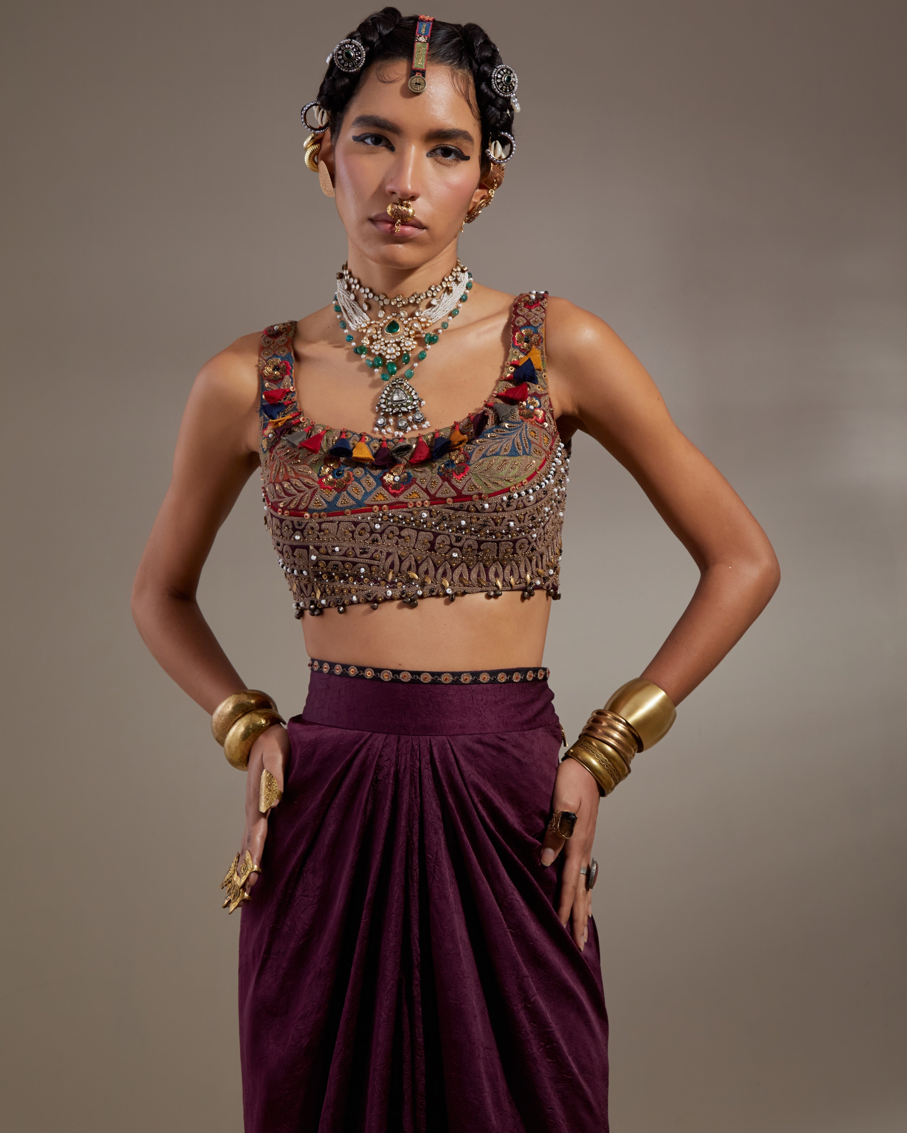 Jamuni Veni Dupatta Jacket & Skirt Set