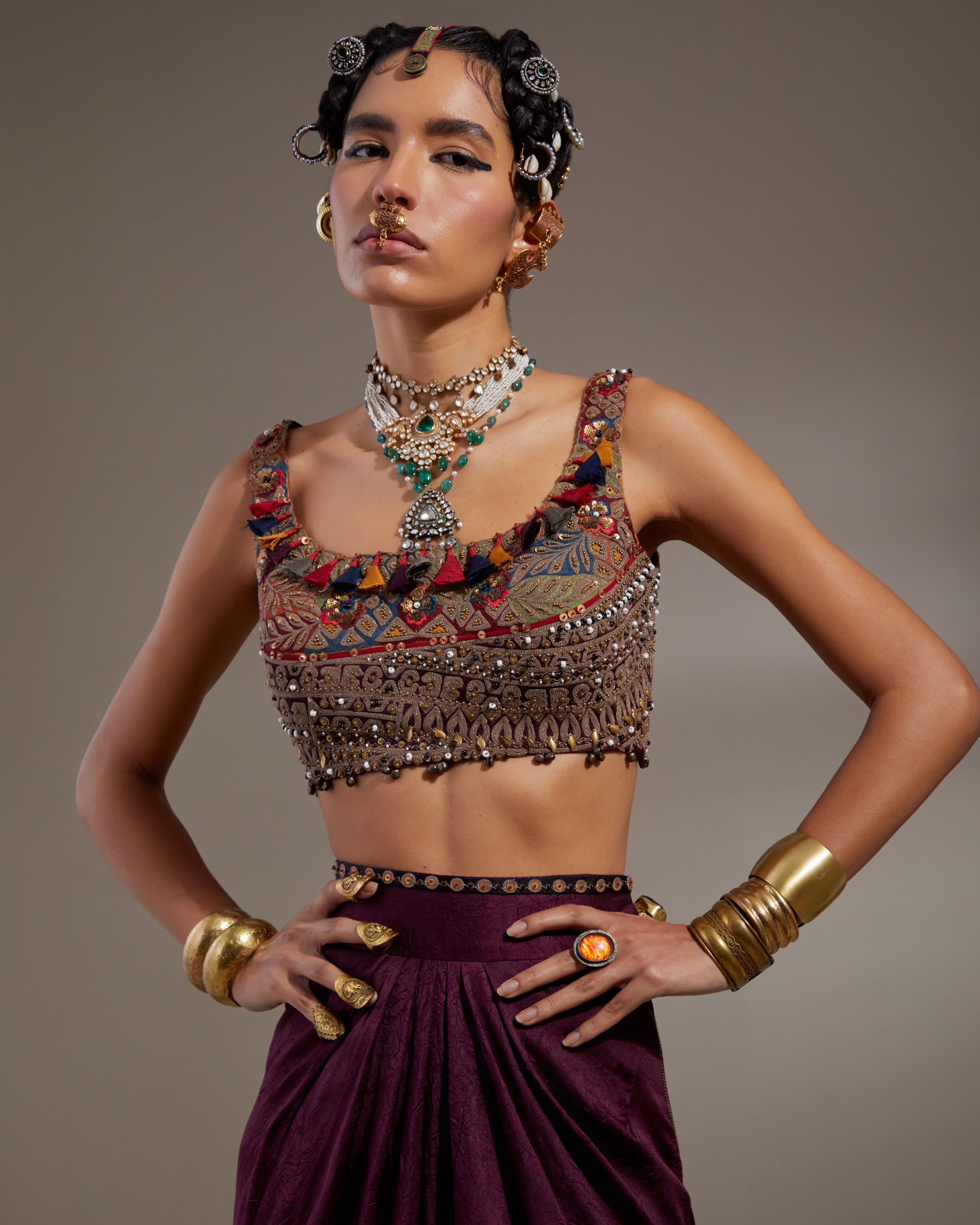 Jamuni Veni Dupatta Jacket & Skirt Set