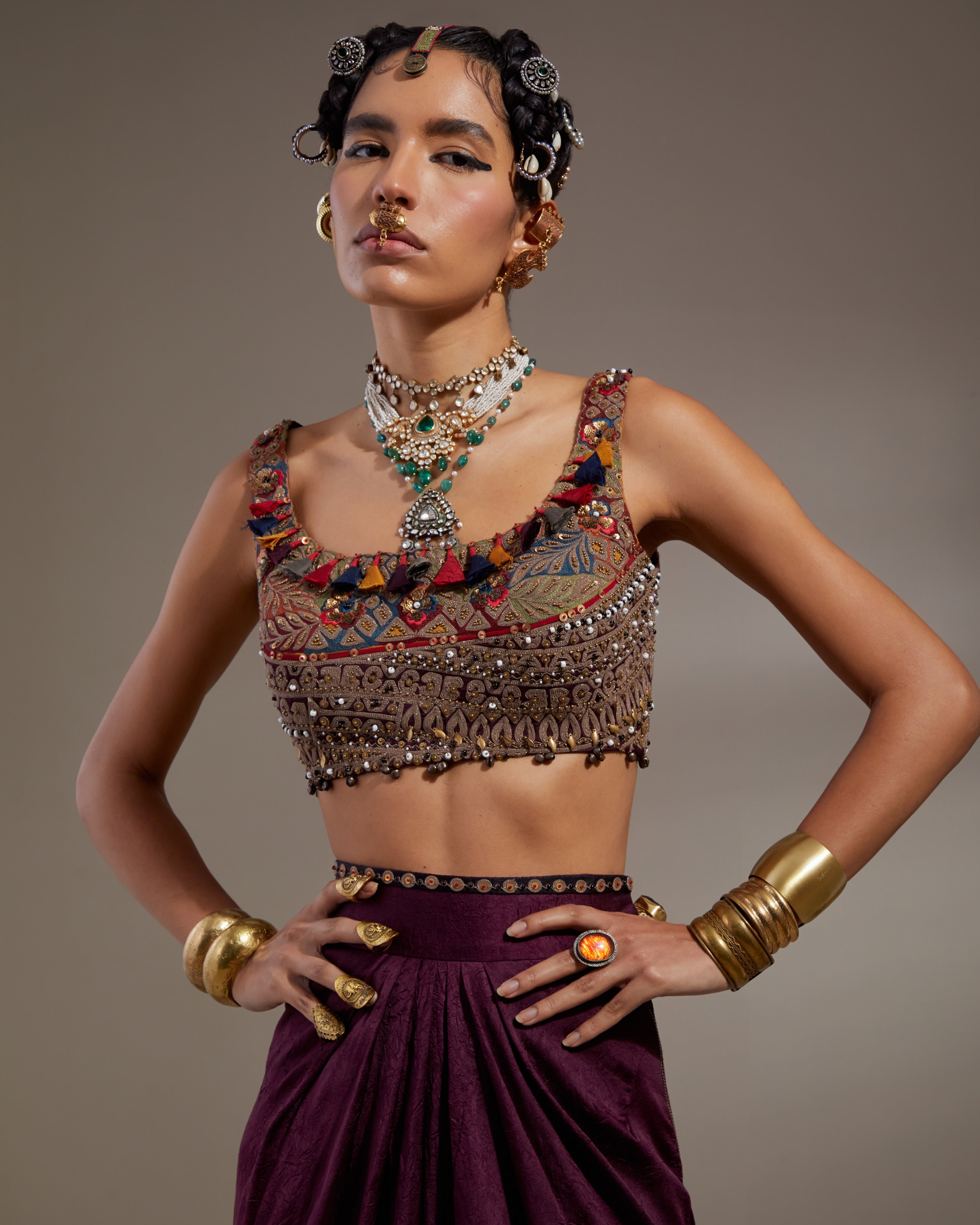 Jamuni Veni Dupatta Jacket & Skirt Set