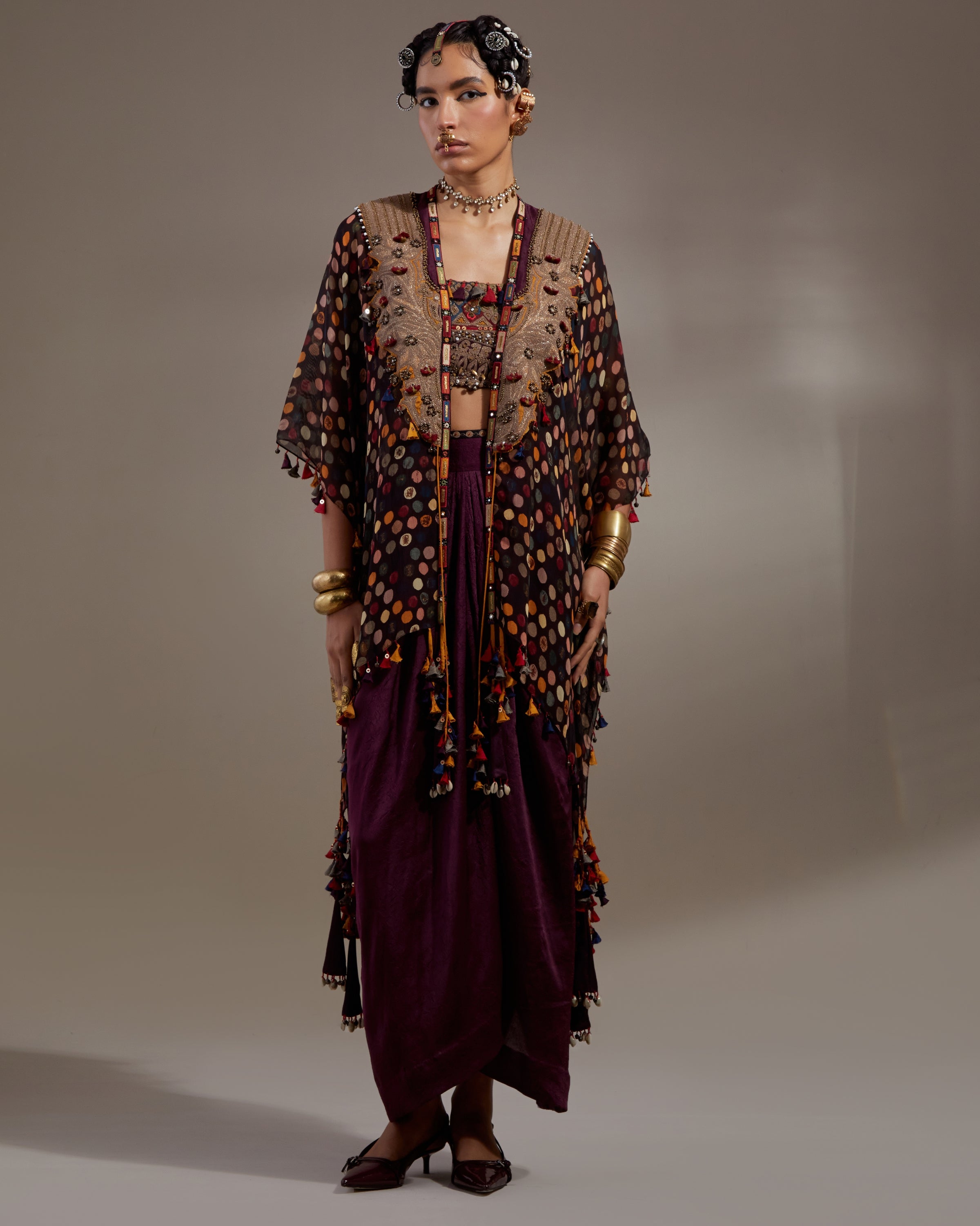 Jamuni Veni Dupatta Jacket & Skirt Set