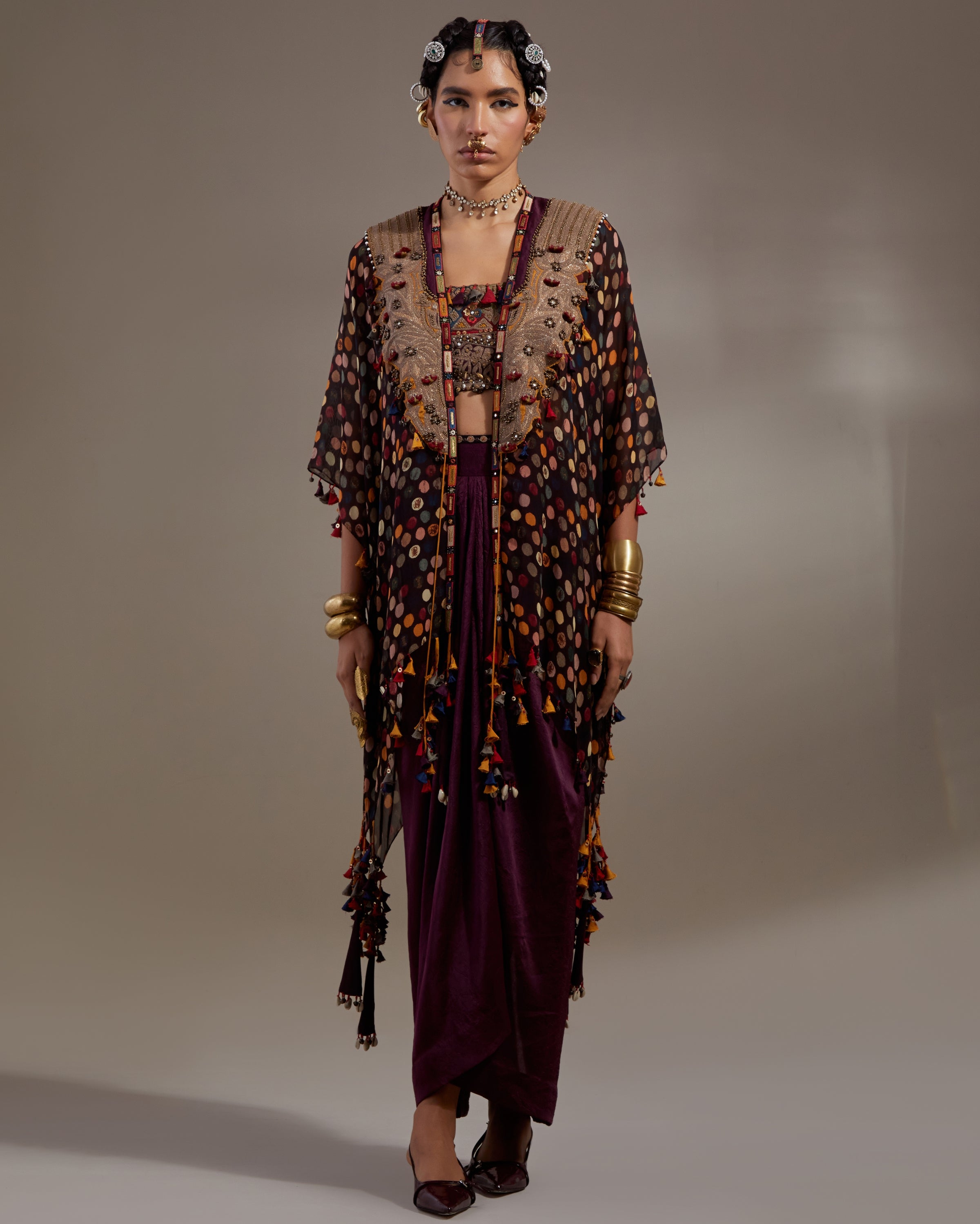 Jamuni Veni Dupatta Jacket & Skirt Set