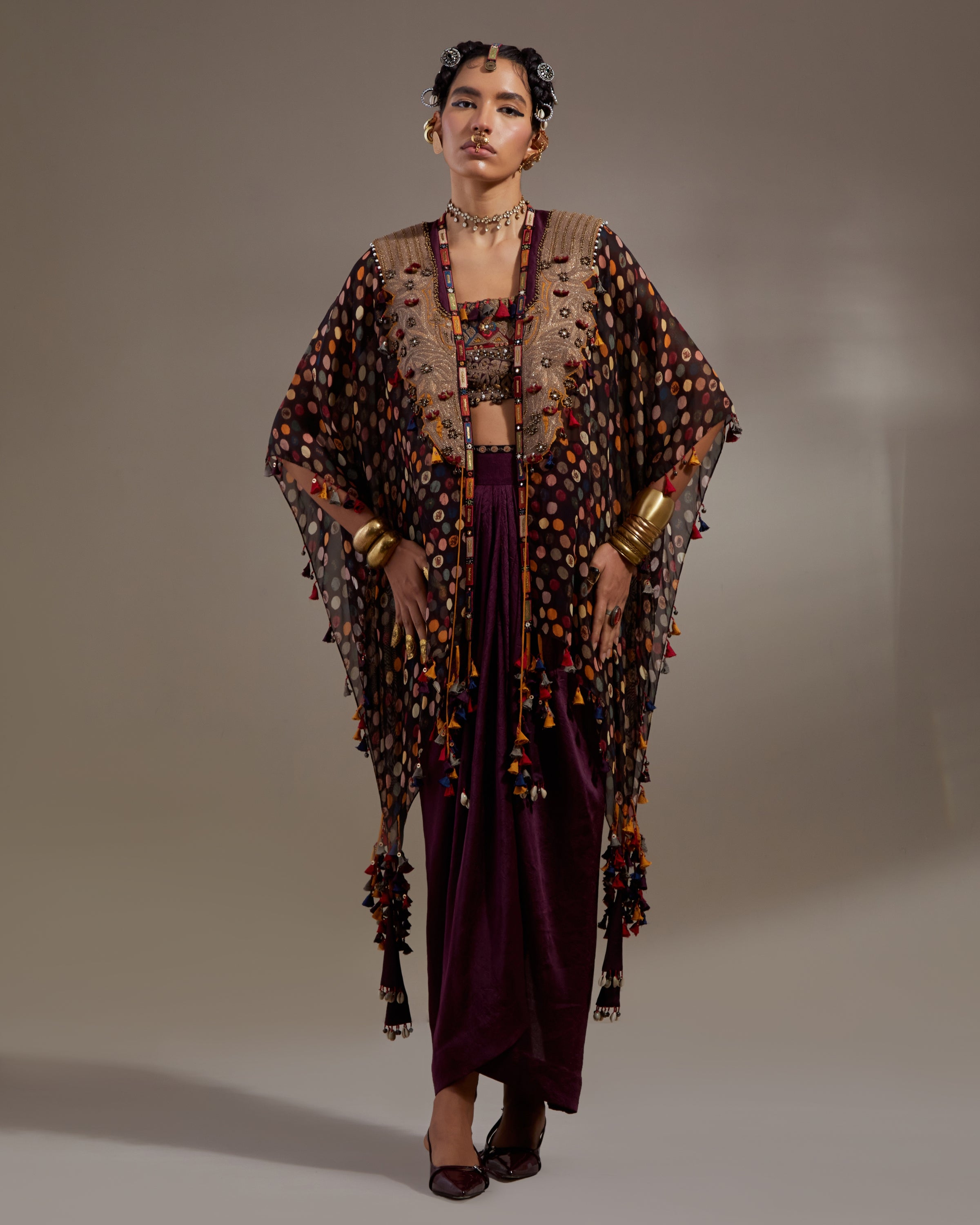 Jamuni Veni Dupatta Jacket & Skirt Set