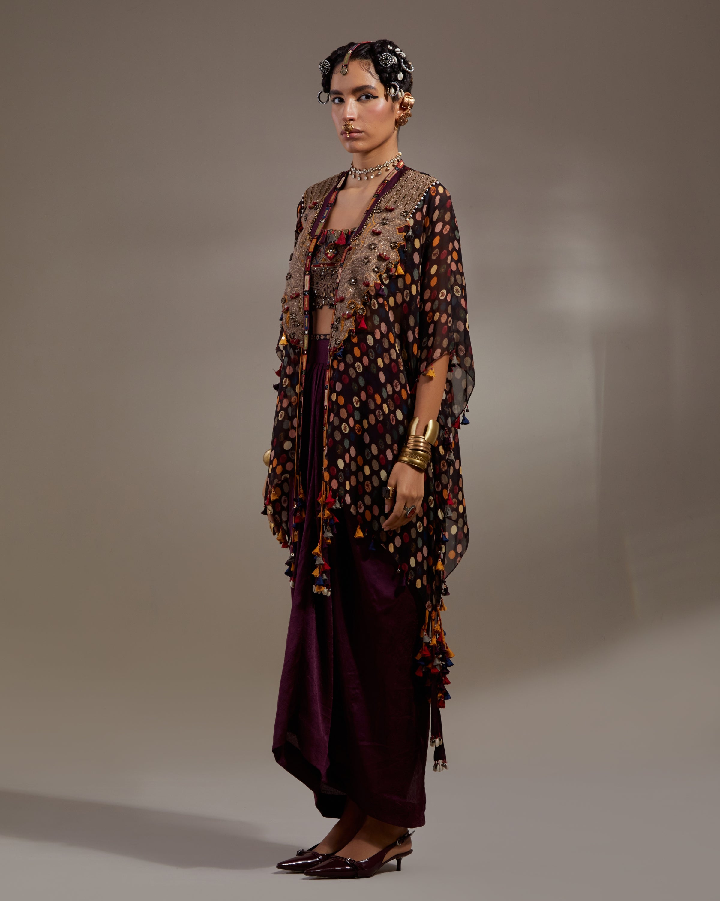 Jamuni Veni Dupatta Jacket & Skirt Set