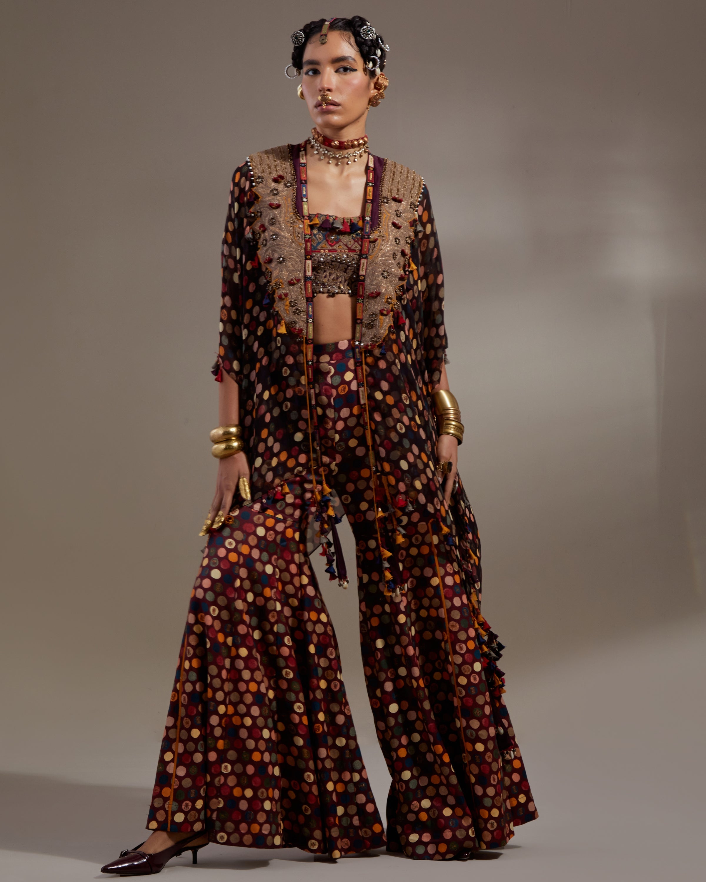 Jamuni Veni Dupatta Jacket With Gharara Set