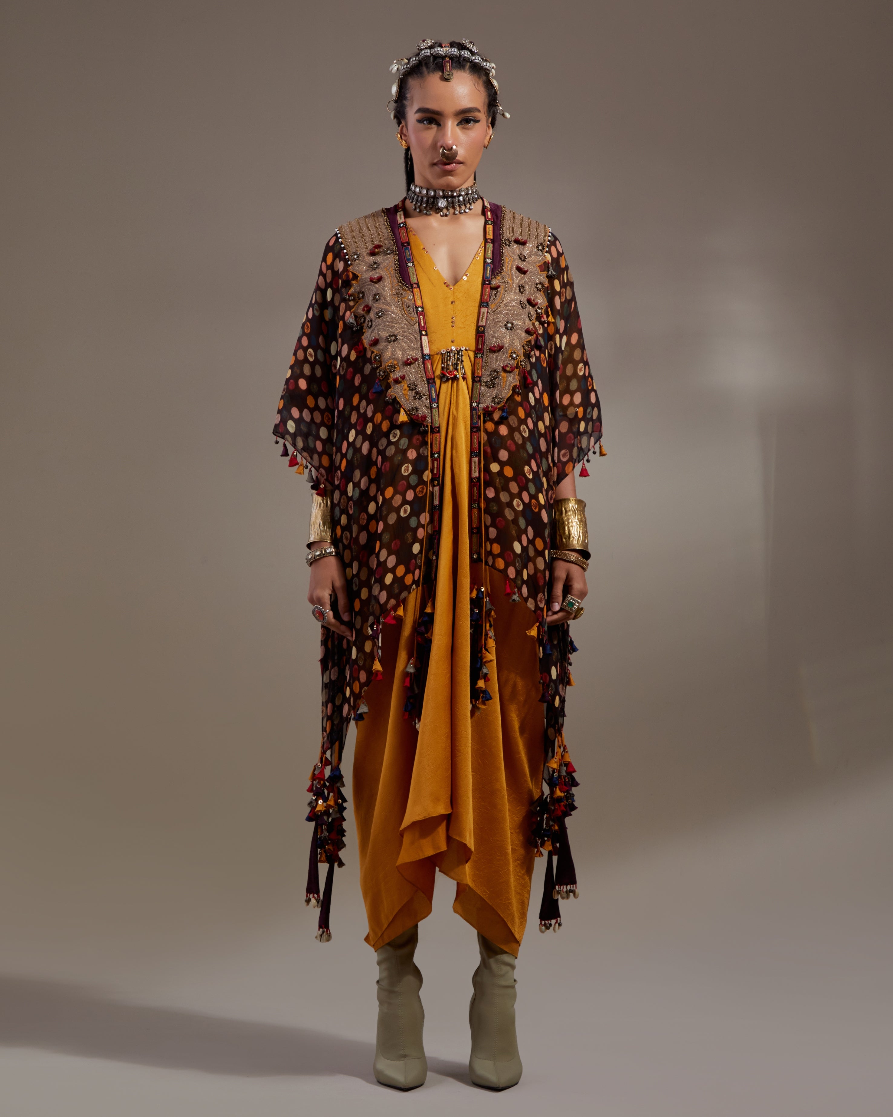 Yellow Topaz Veni Dupatta & Jamuni  Jacket Set