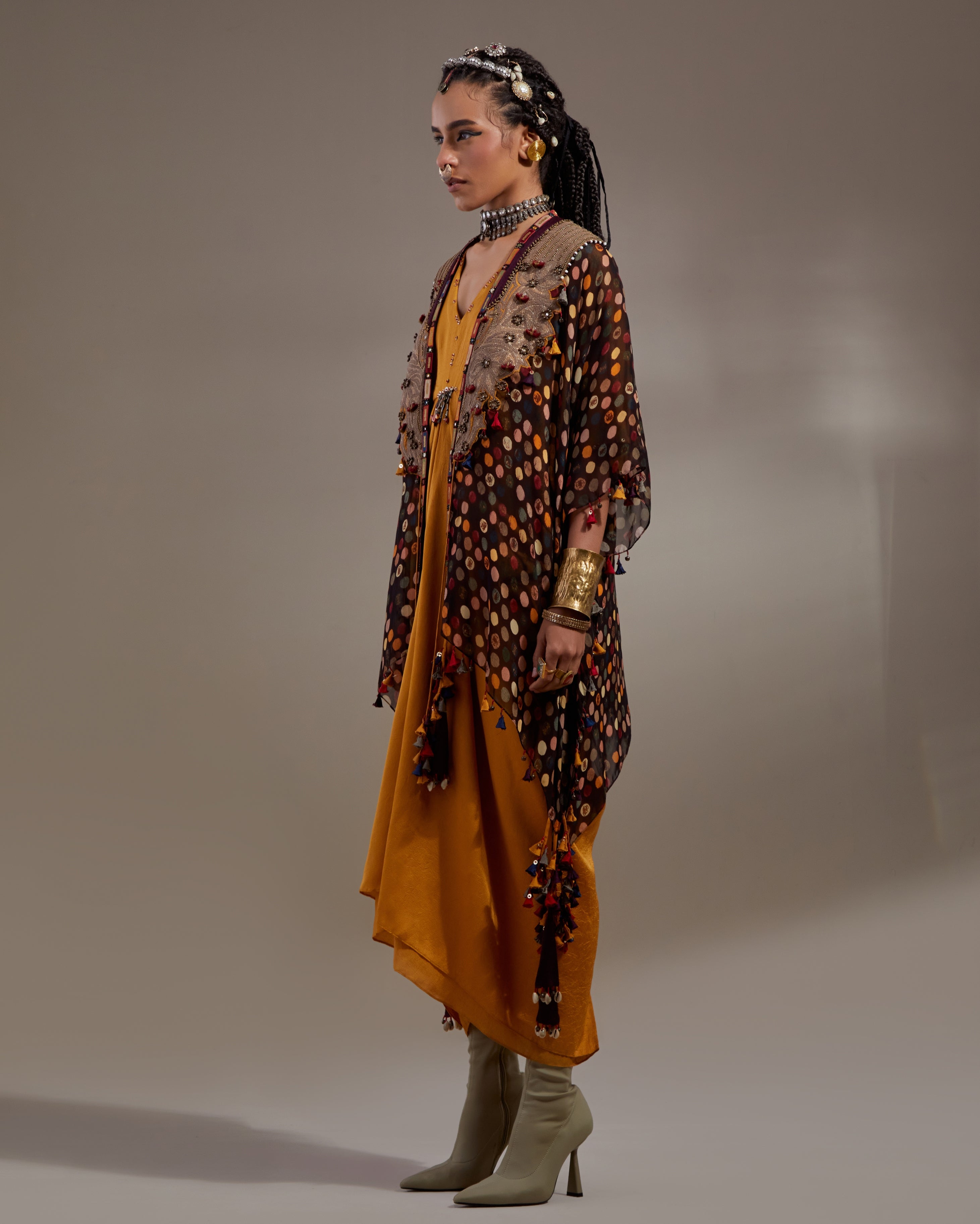 Yellow Topaz Veni Dupatta & Jamuni  Jacket Set