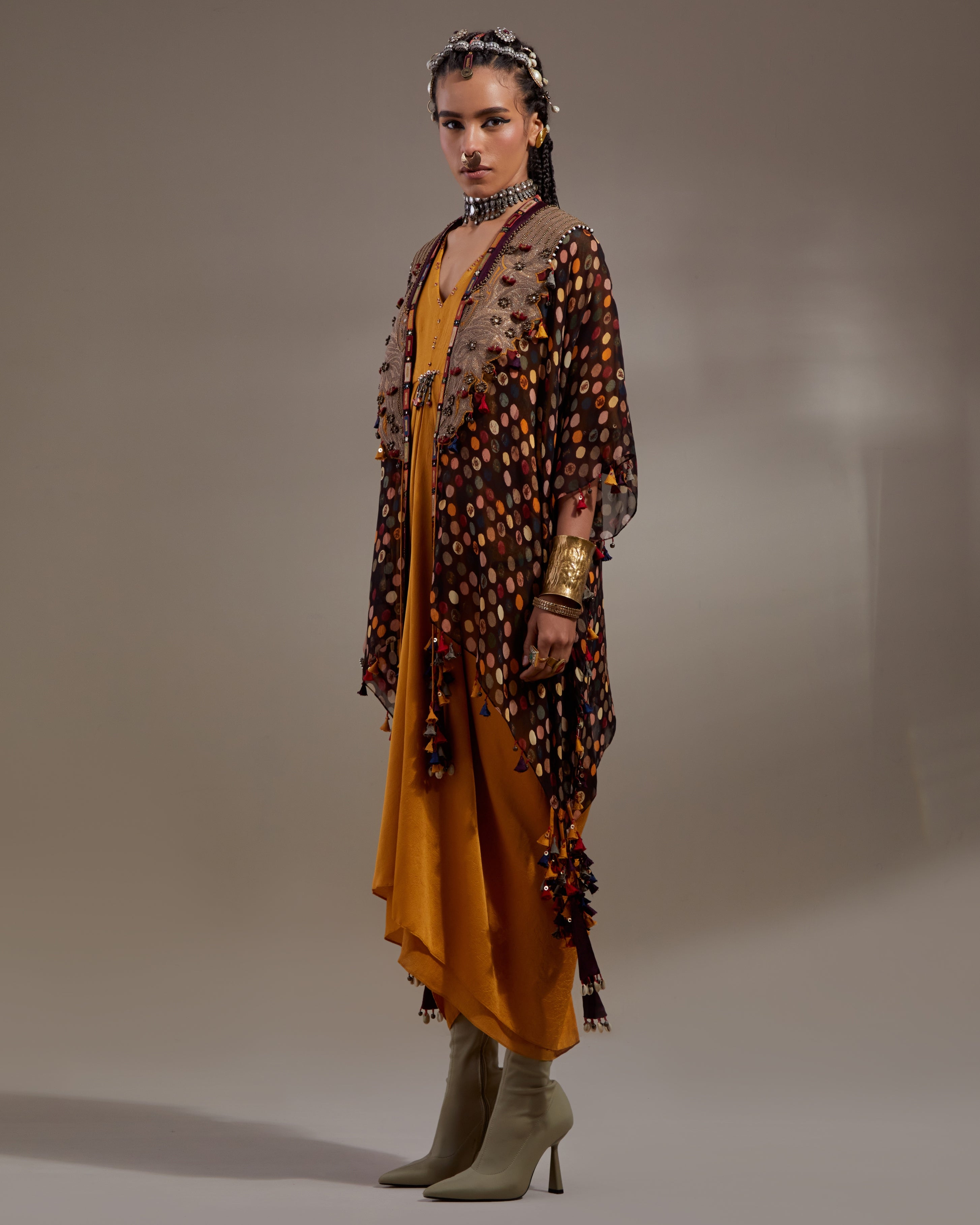 Yellow Topaz Veni Dupatta & Jamuni  Jacket Set