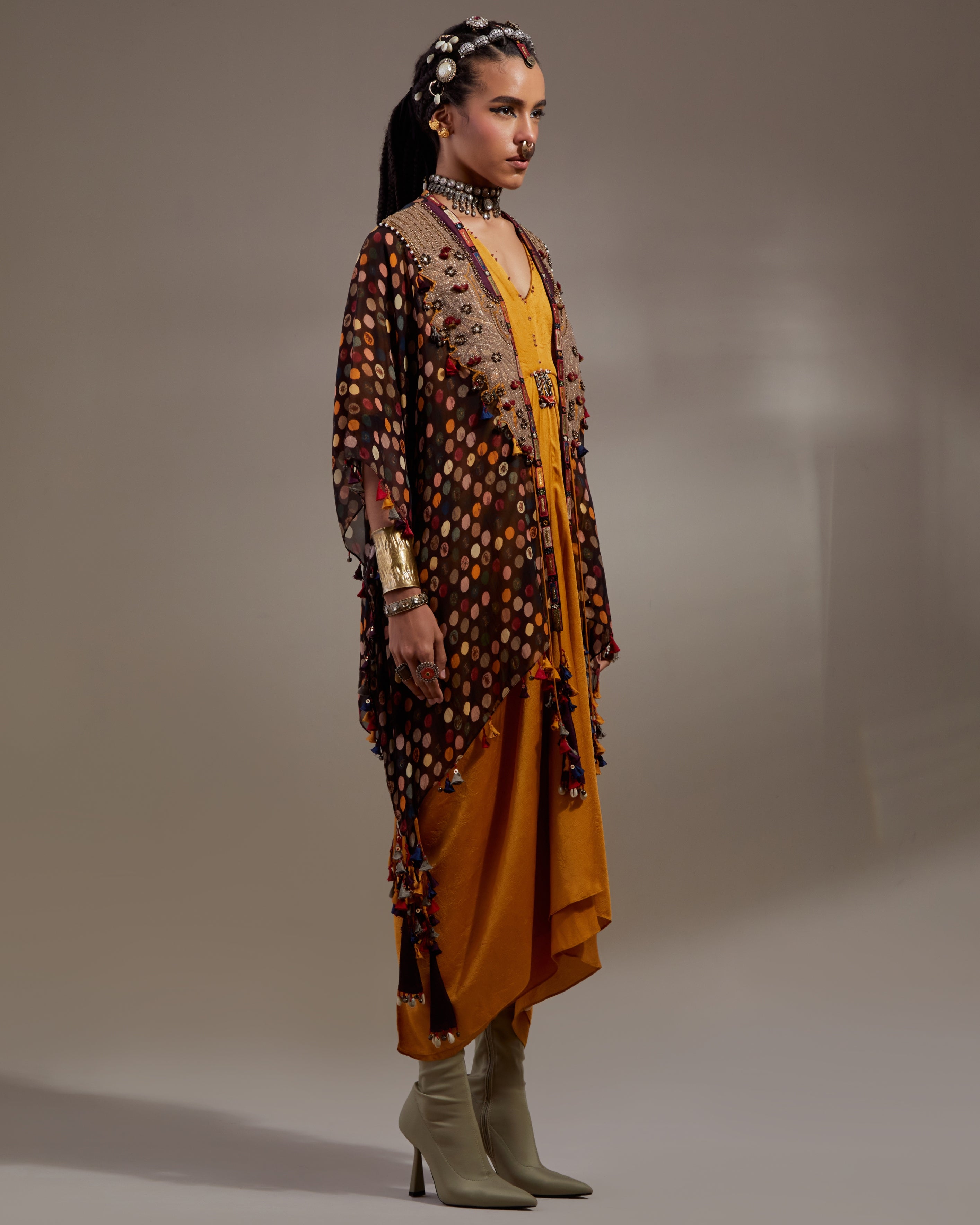 Yellow Topaz Veni Dupatta & Jamuni  Jacket Set