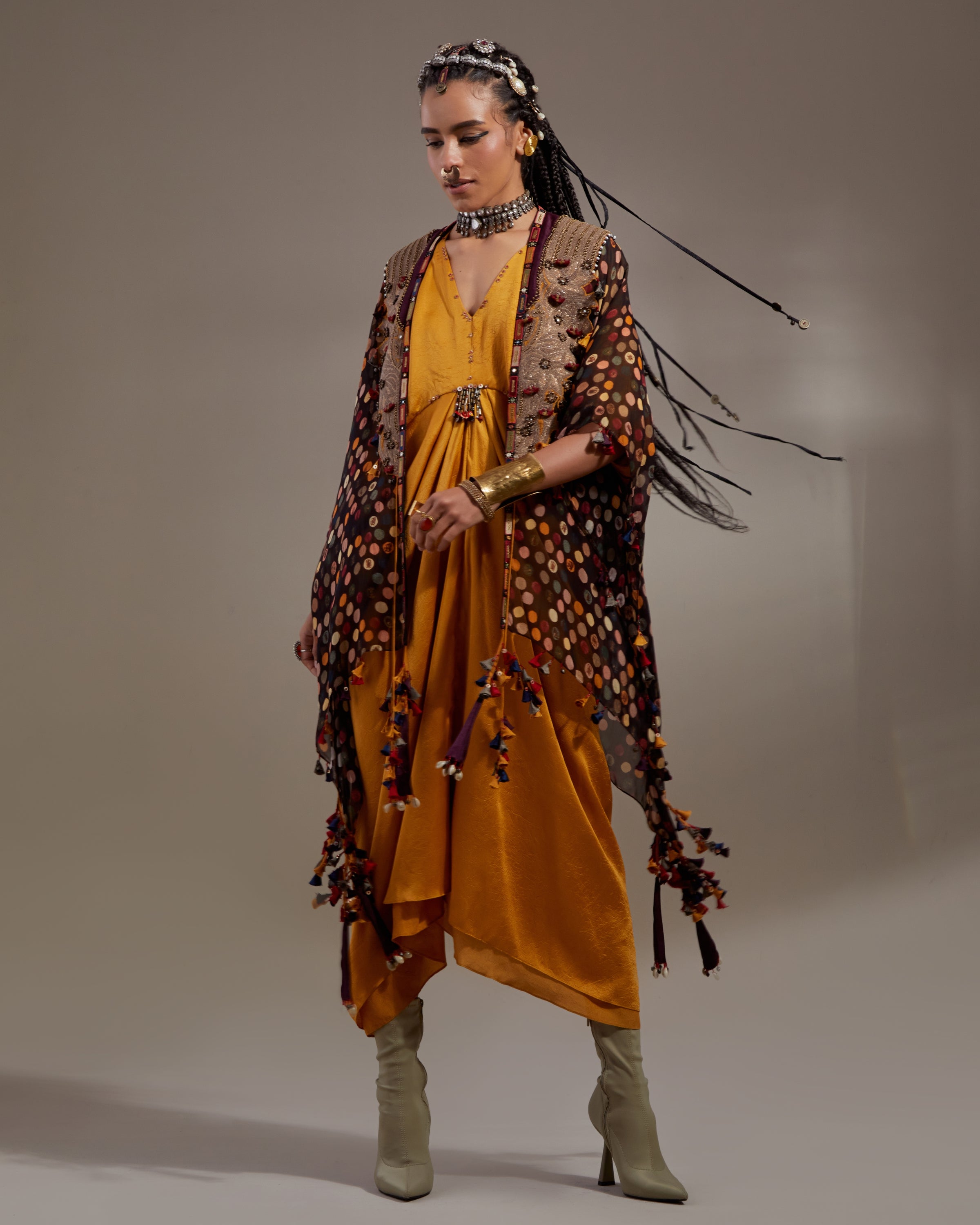 Yellow Topaz Veni Dupatta & Jamuni  Jacket Set