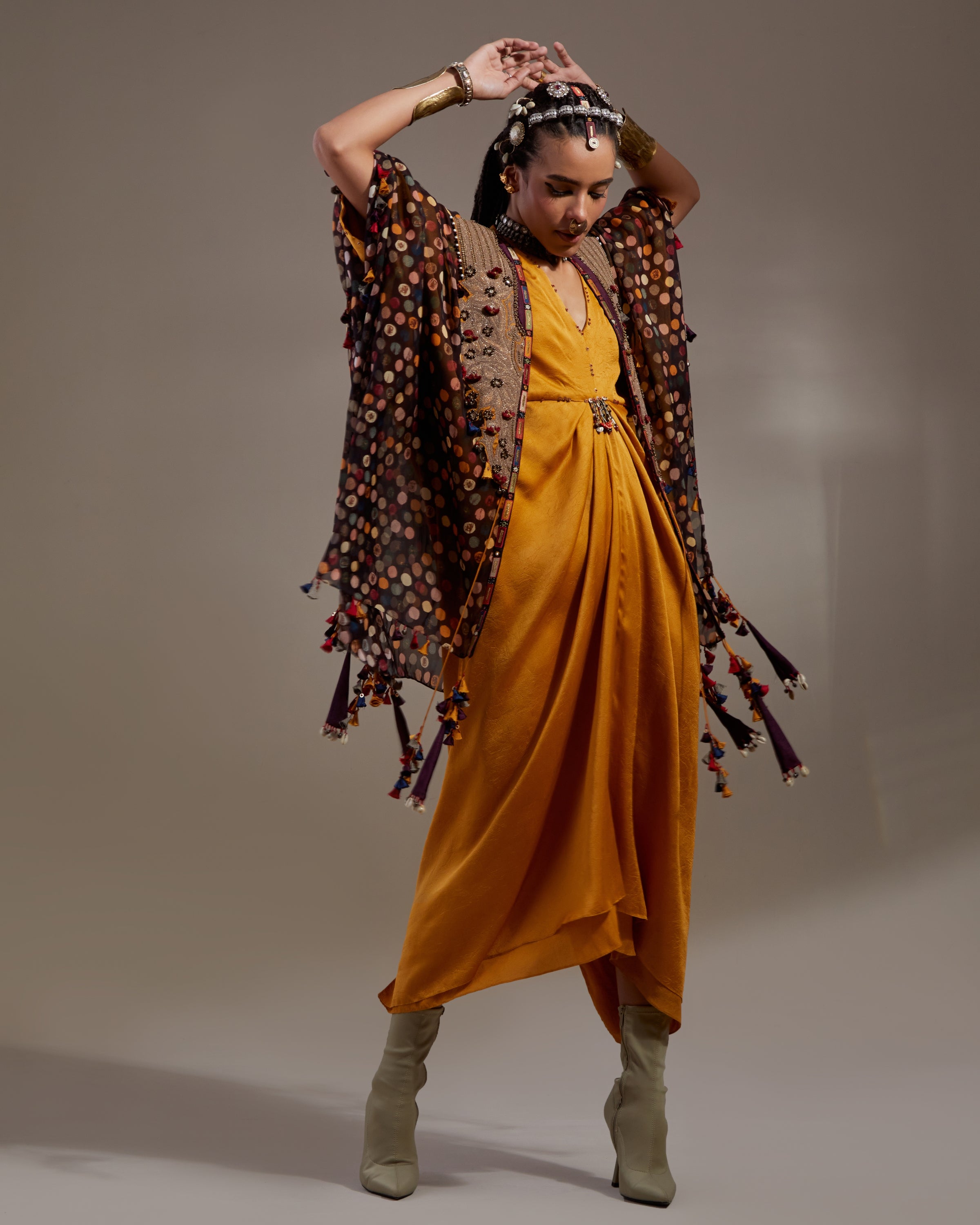 Yellow Topaz Veni Dupatta & Jamuni  Jacket Set