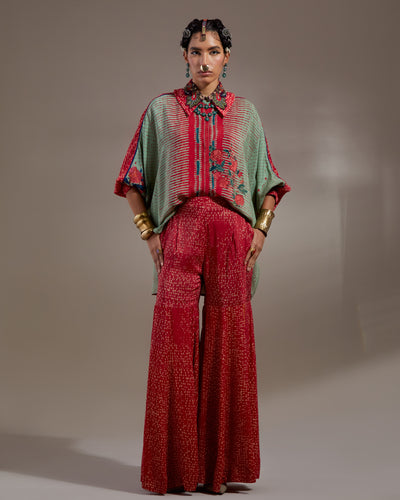 Ash Green Mandala Shirt & Gharara Set