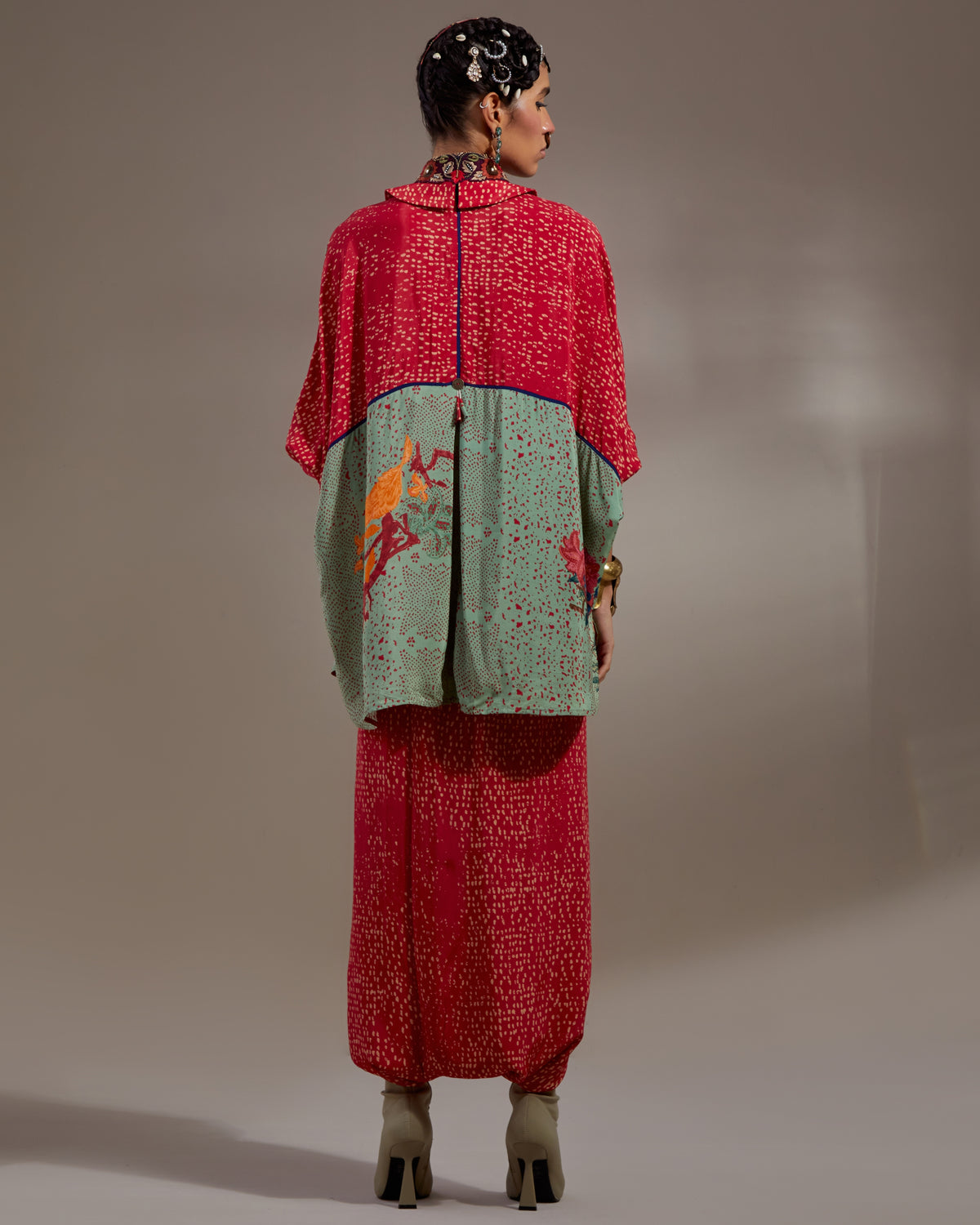 Ash Green Mandala Shirt & Dhoti Pants Set