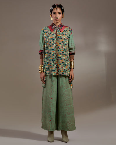 Anka Ash Green Atri Straight Shirt Set