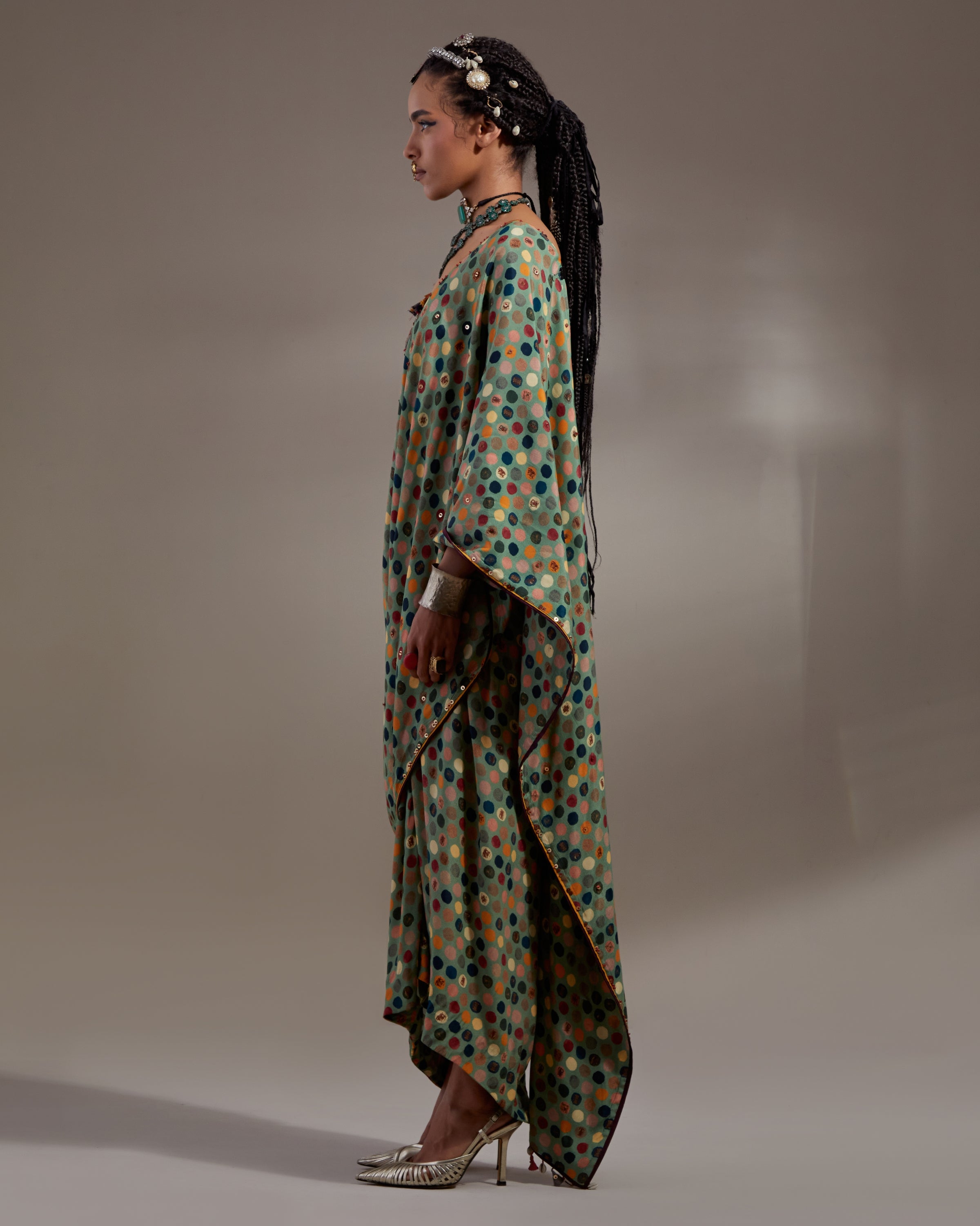 Multi Soma Draped Sari Set