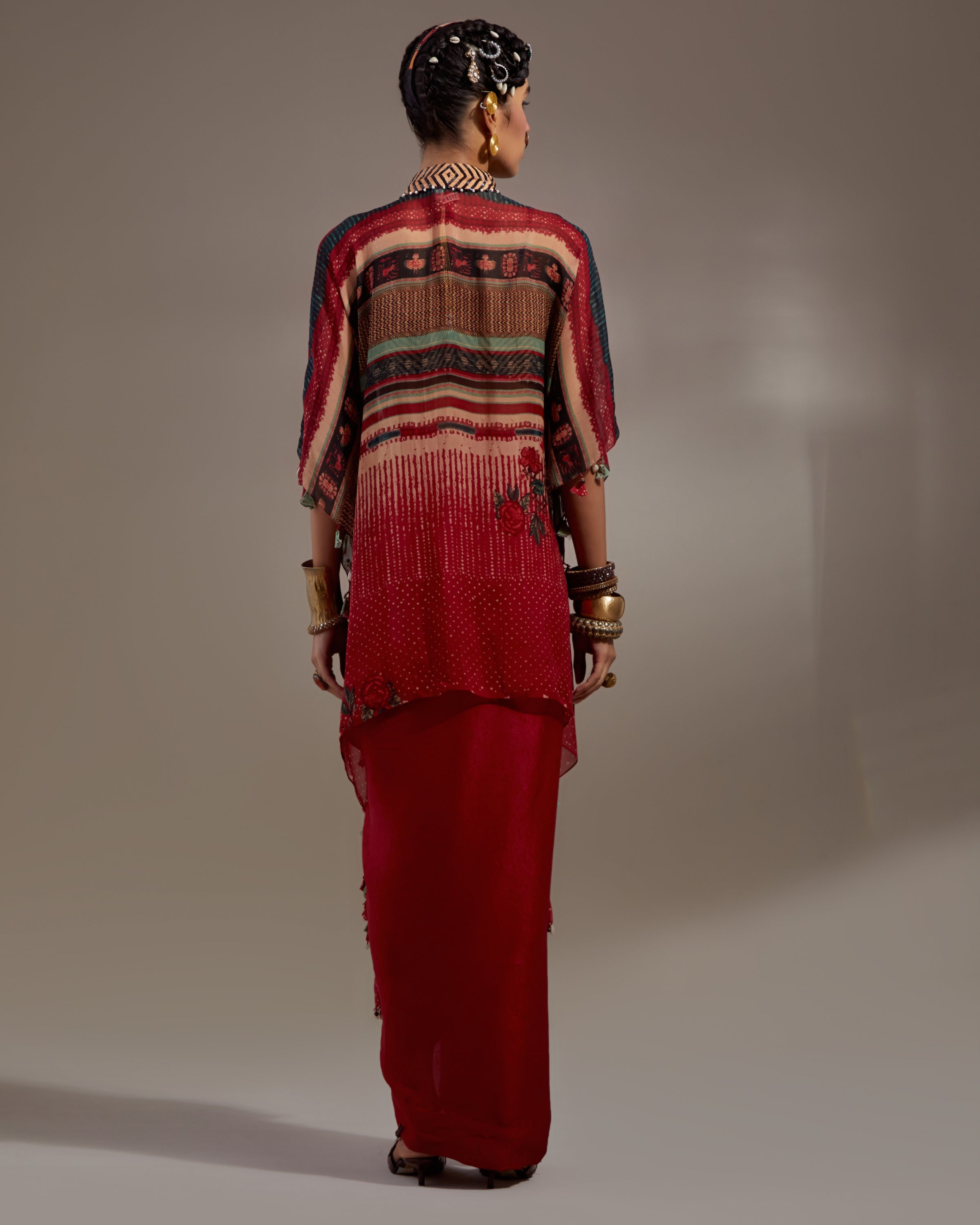 Anka Multi Veni Dupatta Jacket Set