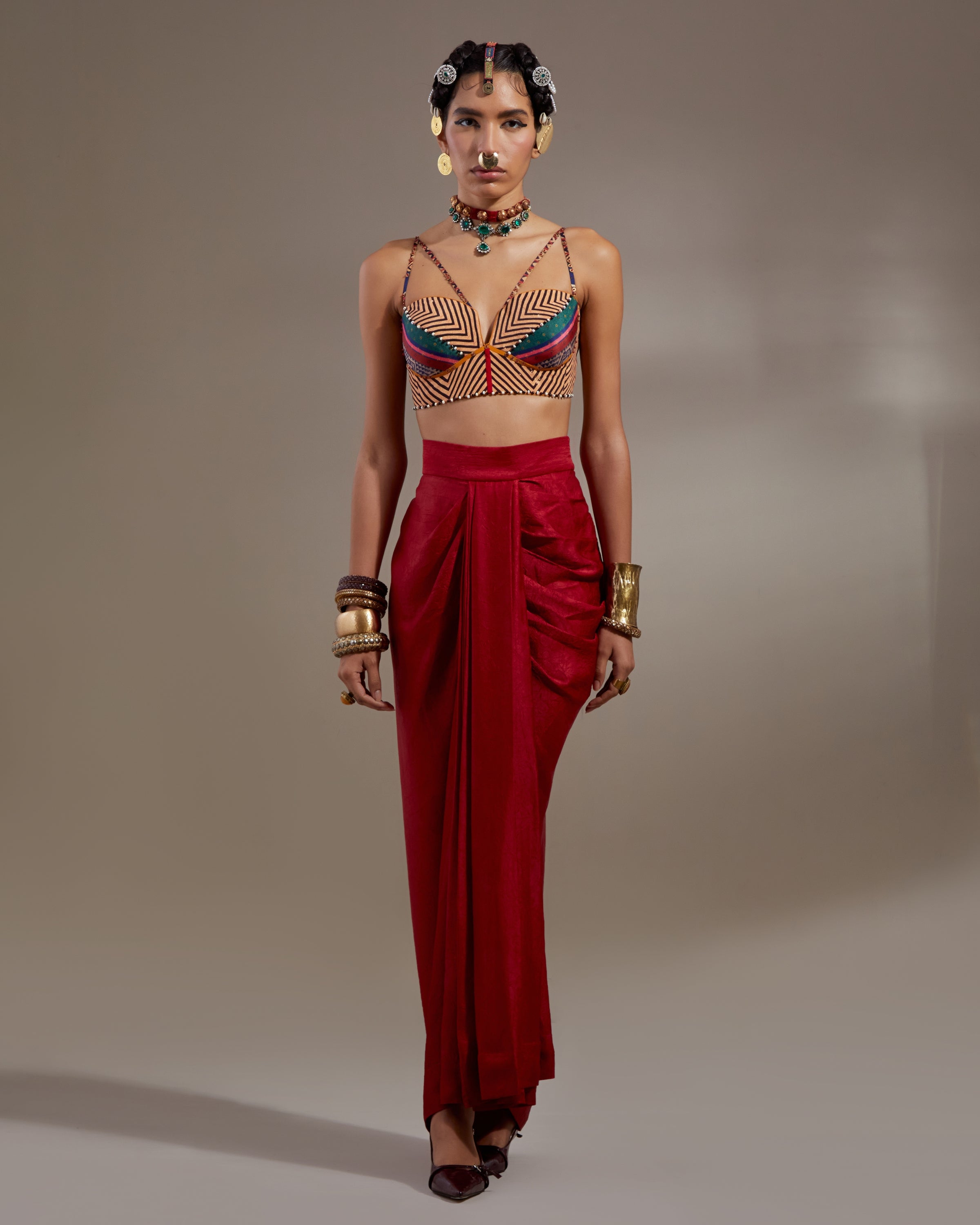 Anka Multi Veni Dupatta Jacket Set