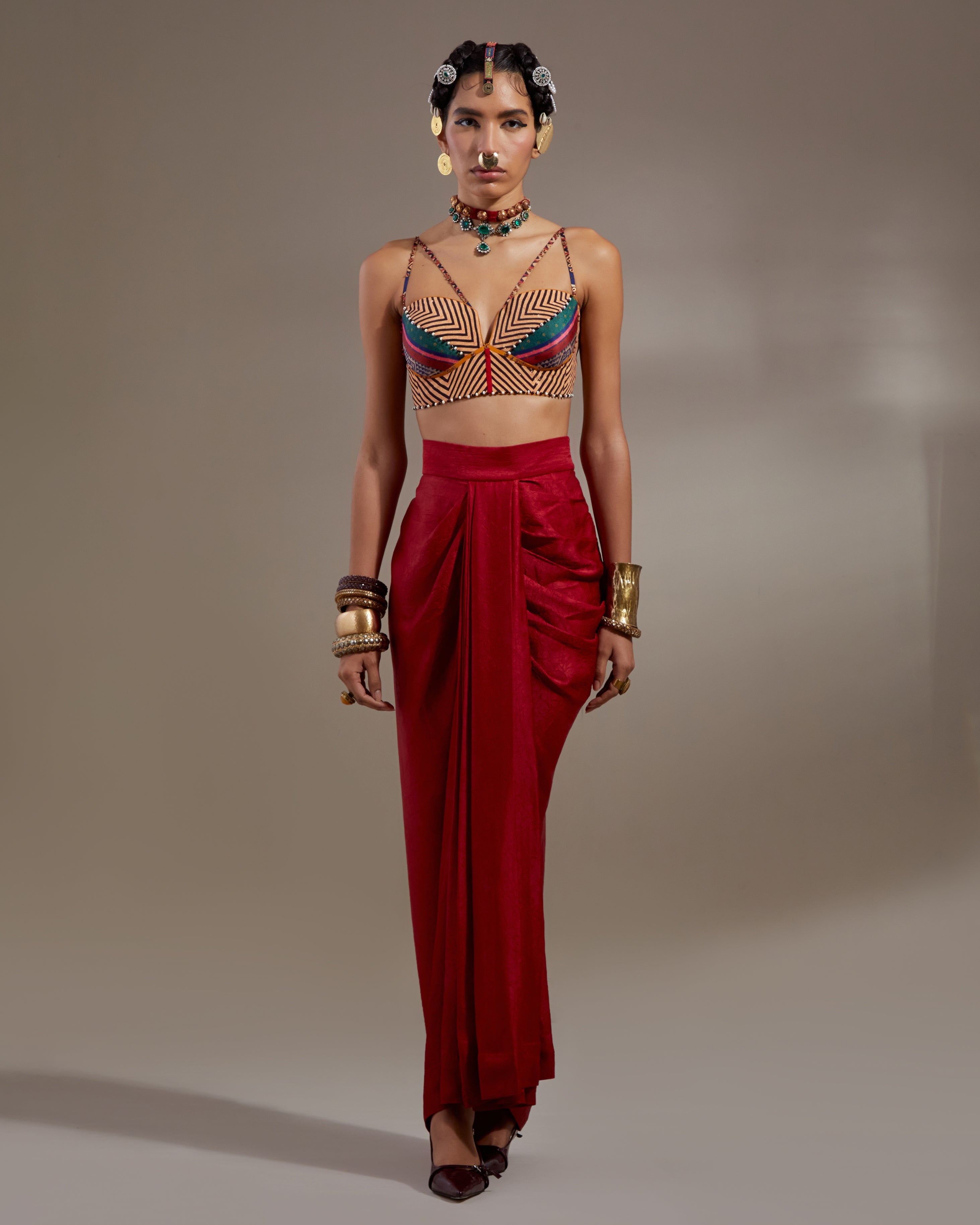 Anka Multi Veni Dupatta Jacket Set