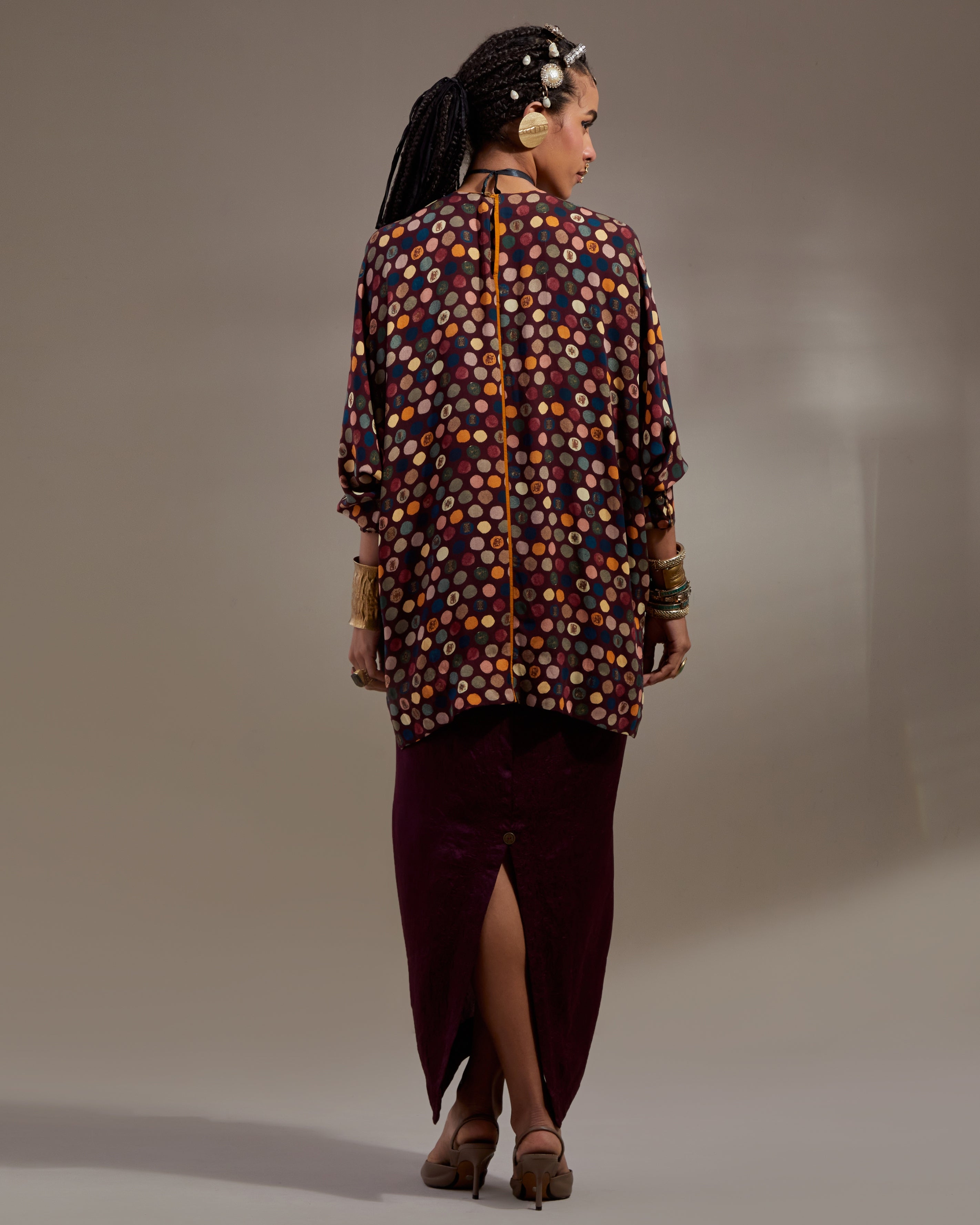 Jamuni Kuru Trapeze Kurta & Draped Skirt Set